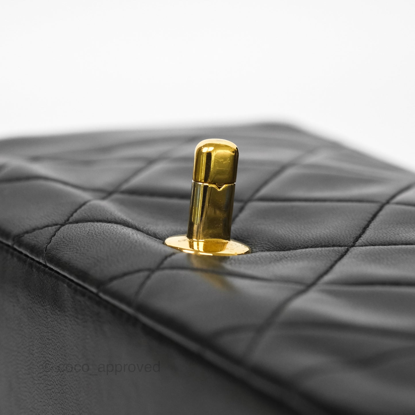 Chanel Vintage Small Classic Diana Quilted Black Lambskin 24K Gold Hardware