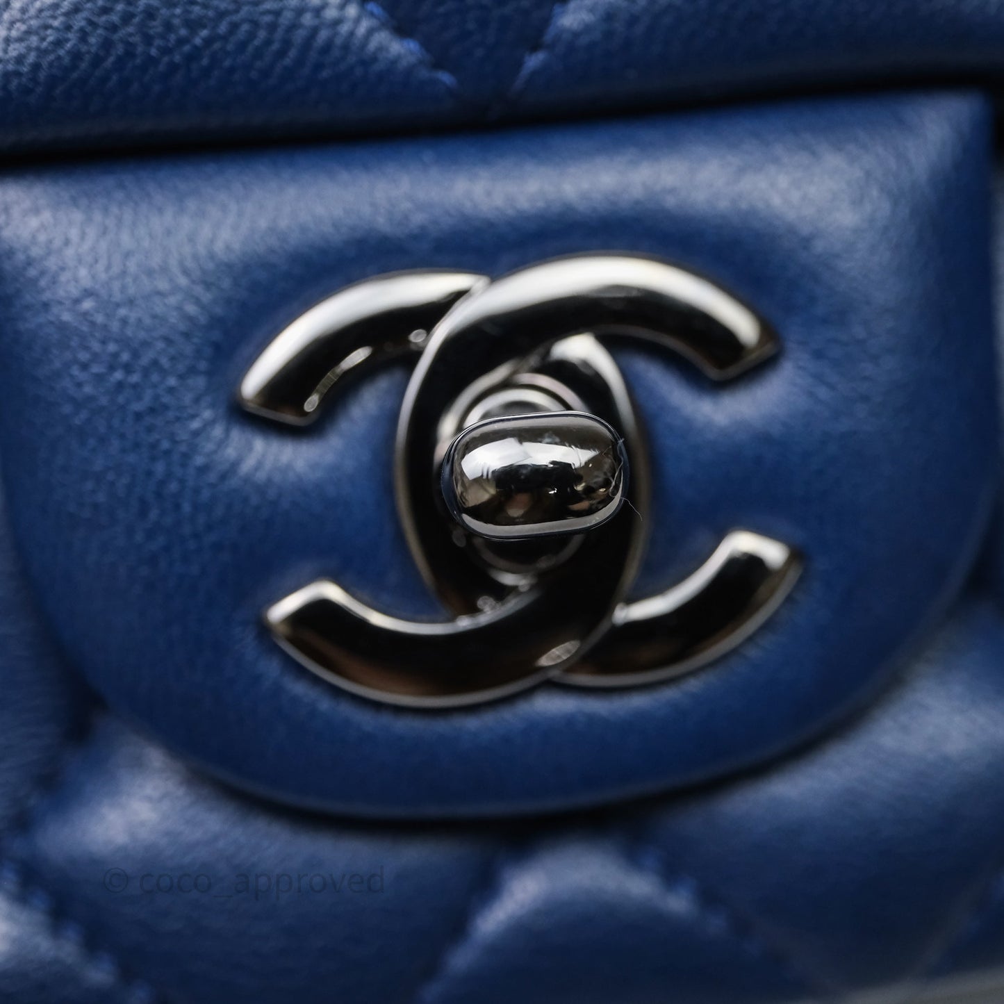 Chanel Mini Rectangular Flap Quilted Navy Lambskin Silver Hardware