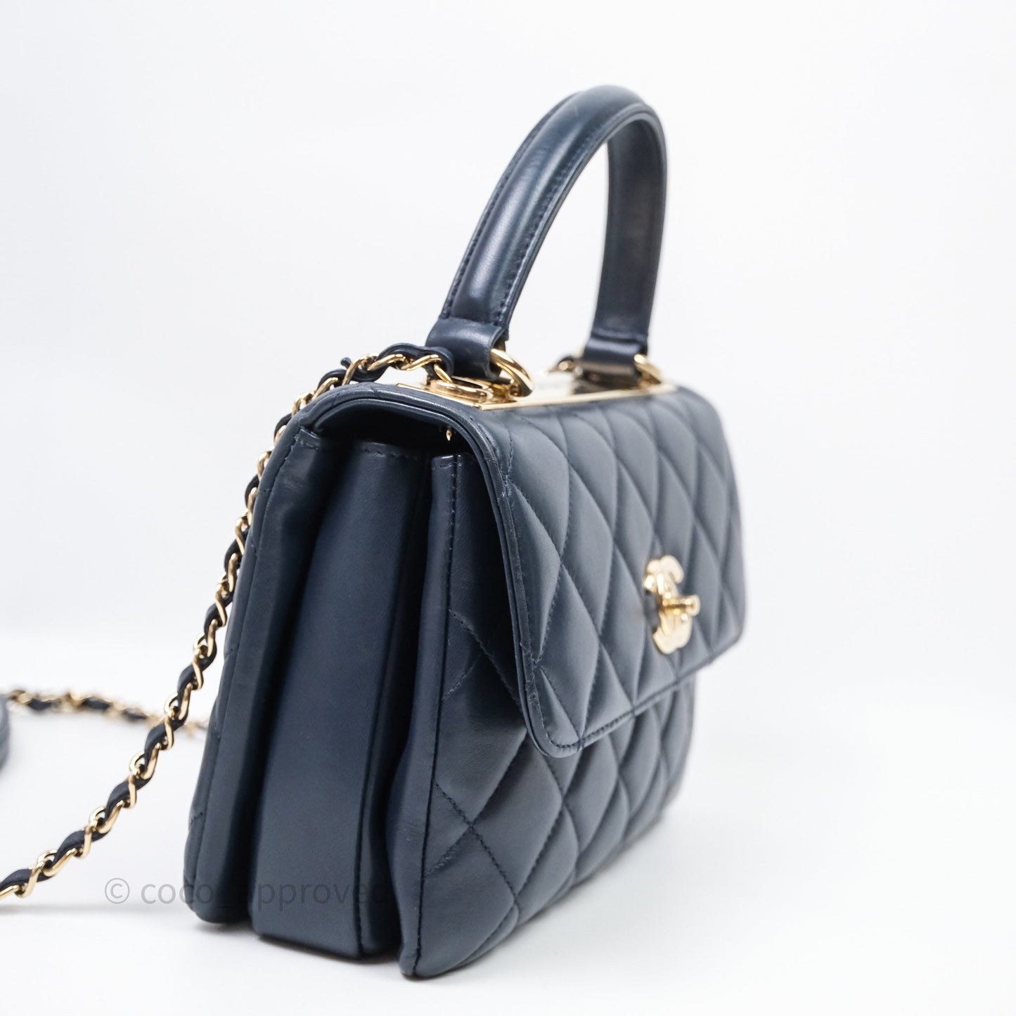 Chanel Small Trendy CC Navy Lambskin Gold Hardware