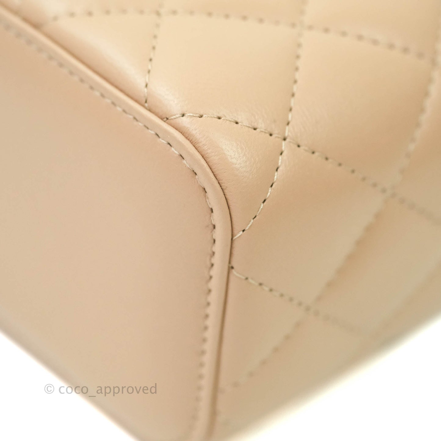 Chanel Small Quilted Vanity With Chain Beige Lambskin Aged Gold Hardware