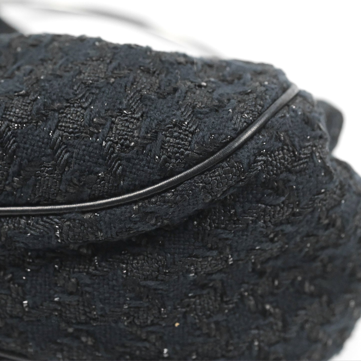 Chanel Tweed Boucle Knitting Bag Black Silver Hardware
