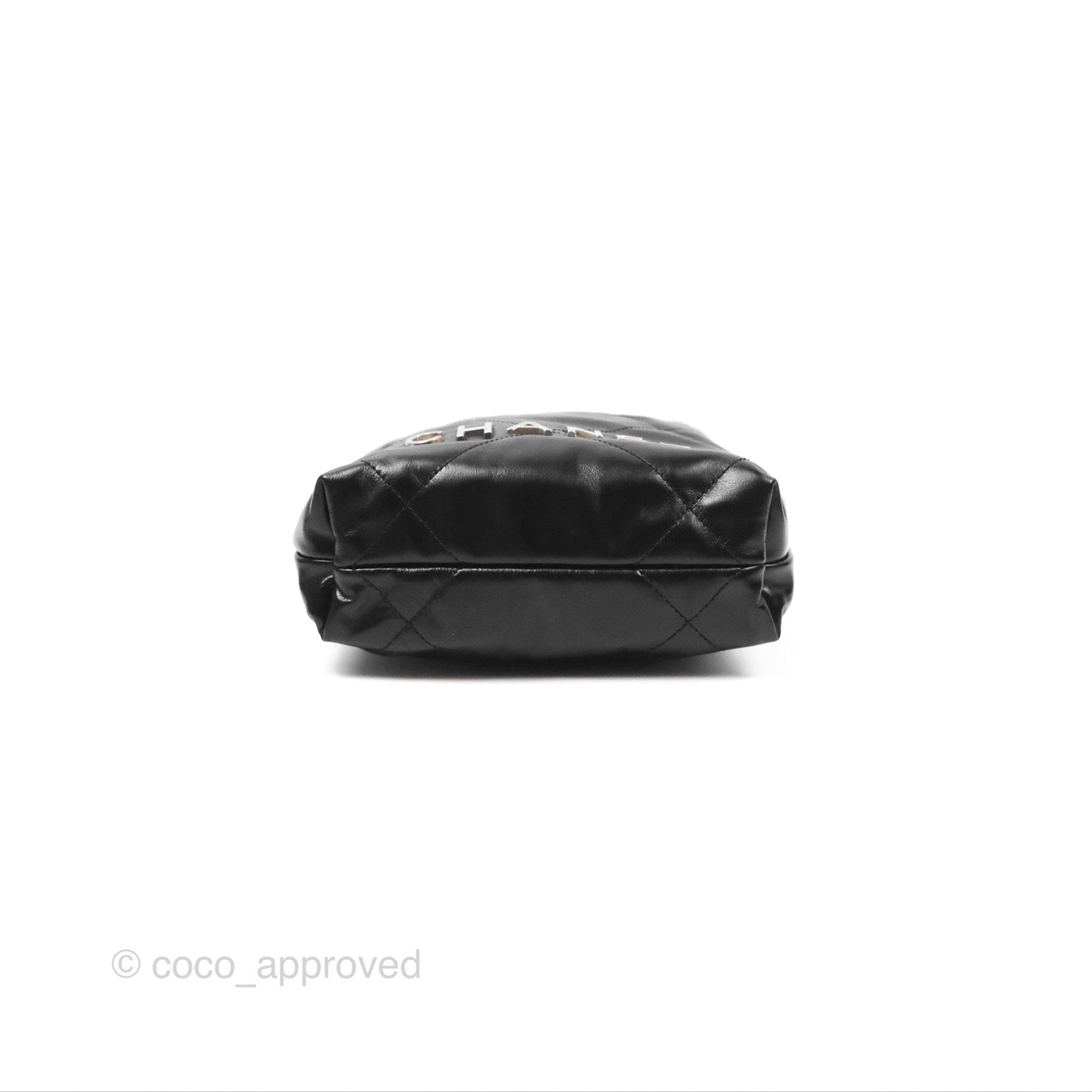 Chanel 22 Mini Bag Black Shiny Crumpled Calfskin Matte Silver Hardware