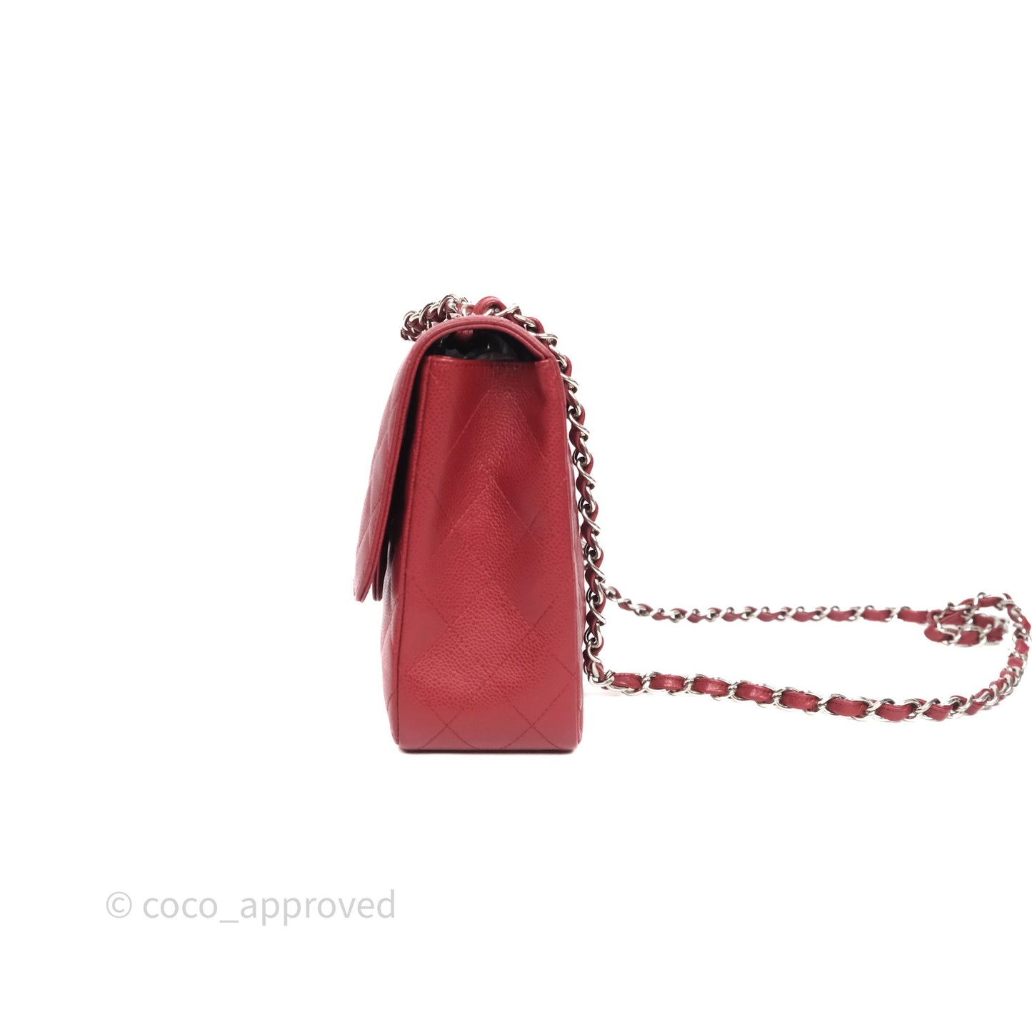 Chanel Jumbo Single Flap Dark Red Caviar Silver Hardware⁣⁣