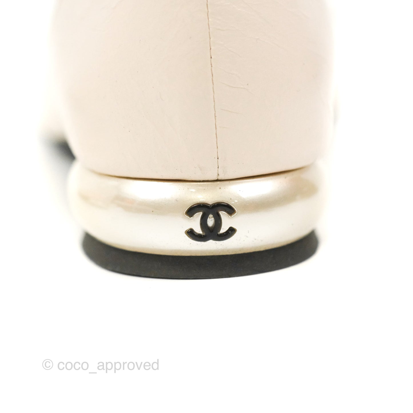 Chanel Mary Janes White Black Lambskin Shoes Size 37.5