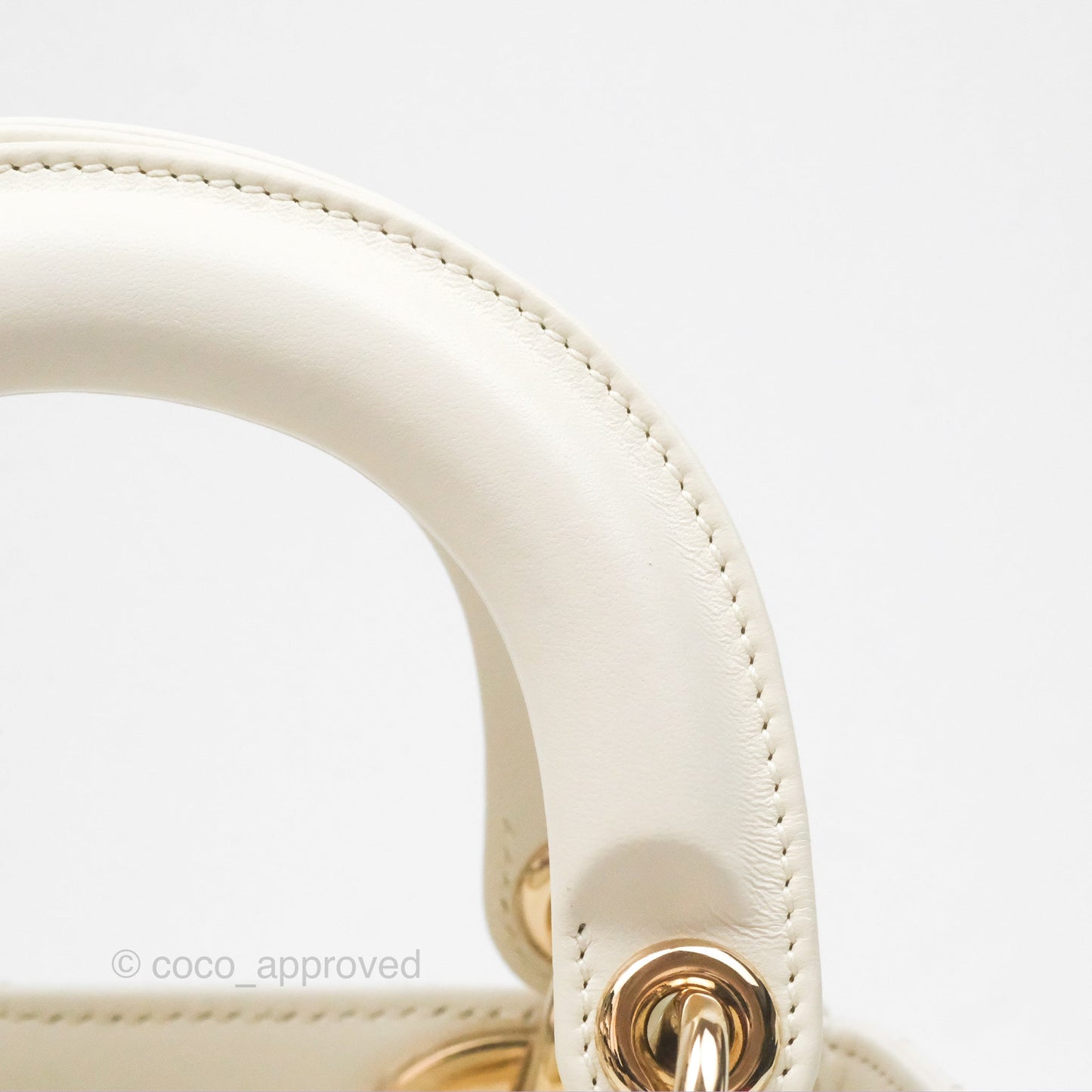 Christian Dior Mini Lady Dior Latte Cannage Lambskin Gold Hardware