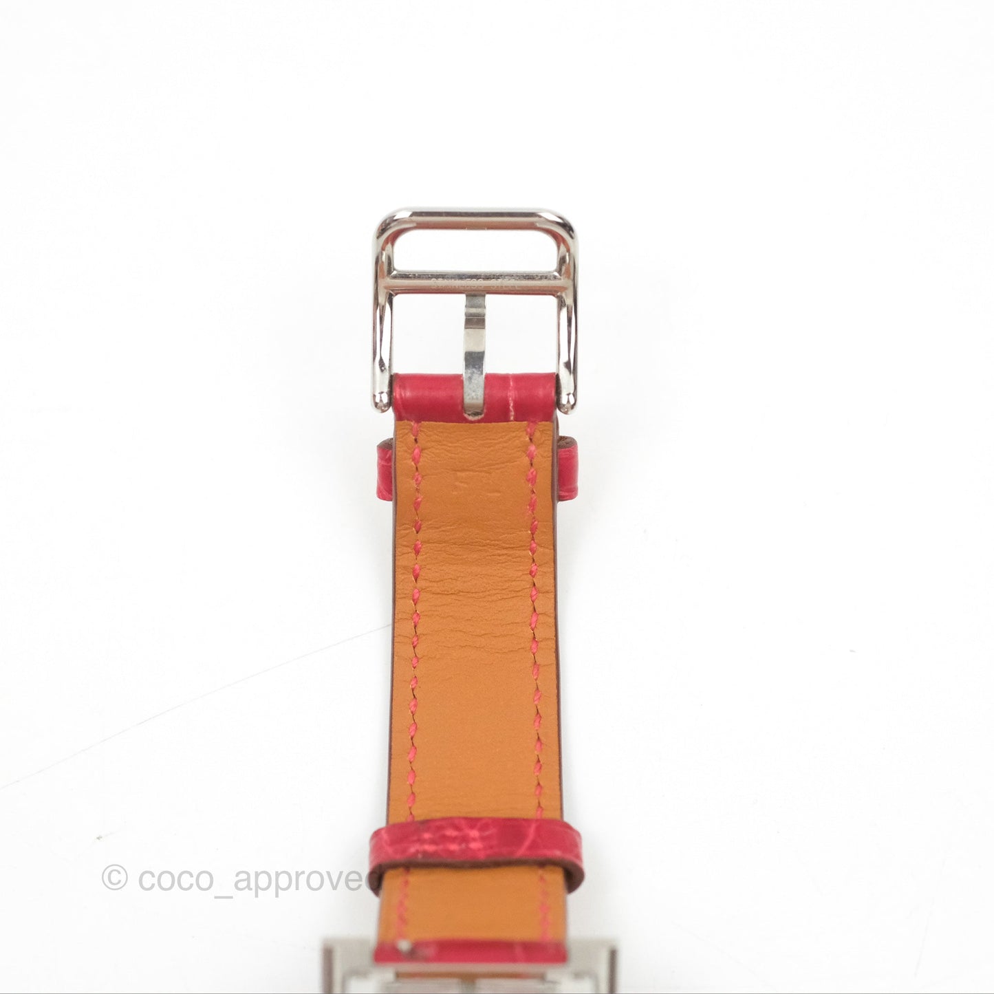 Hermès Heure H Watch Diamond Red Alligator Palladium Hardware