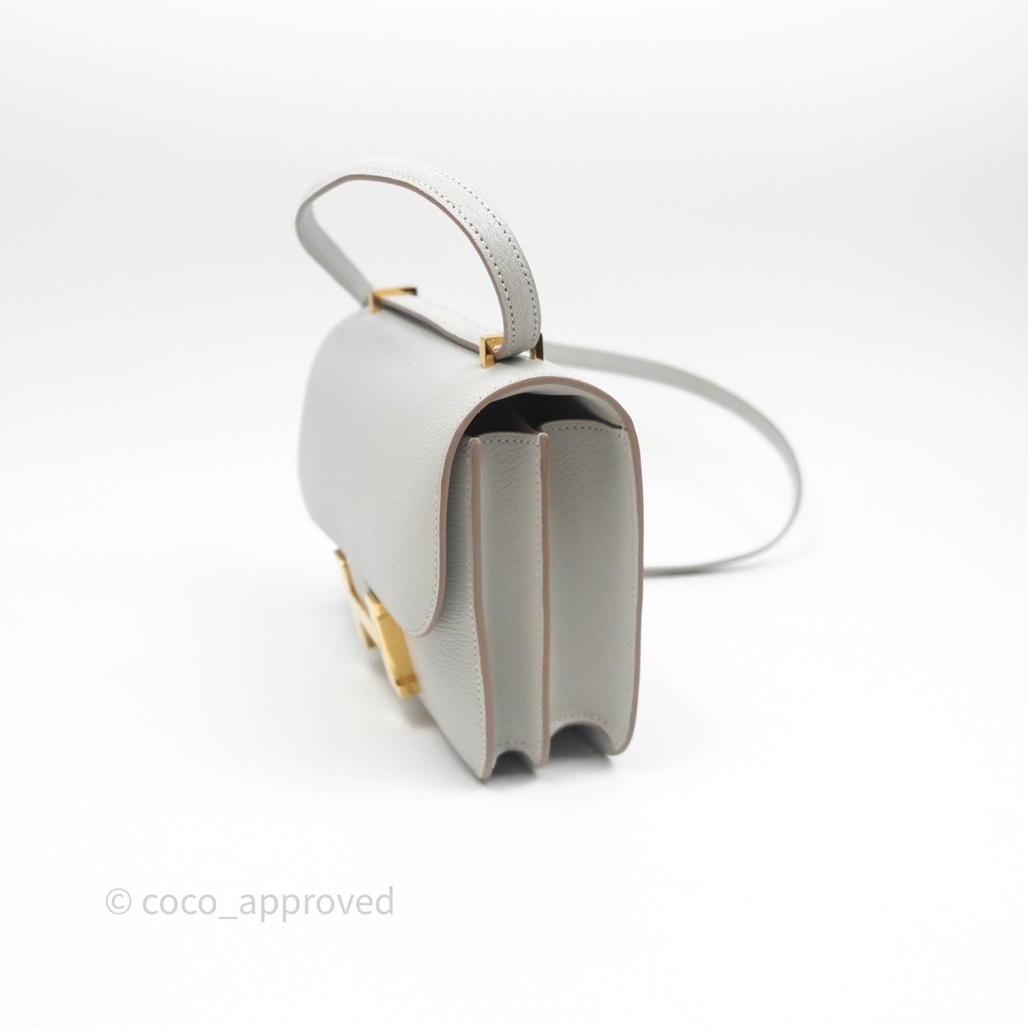 Hermès Constance Mini 18cm Mirror Gris Perle 80 Chevre Mysore Gold Hardware