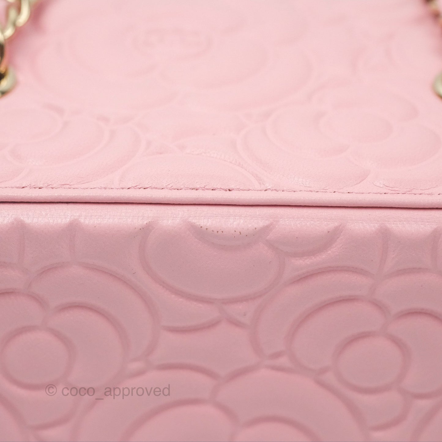 Chanel Vanity with Chain Camellia Embossed Pink Lambskin Gold Hardware