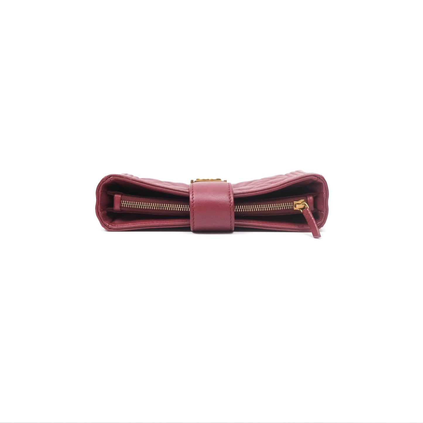 Chanel Quilted Boy Coin Case Dark Red Aged Gold Hardware