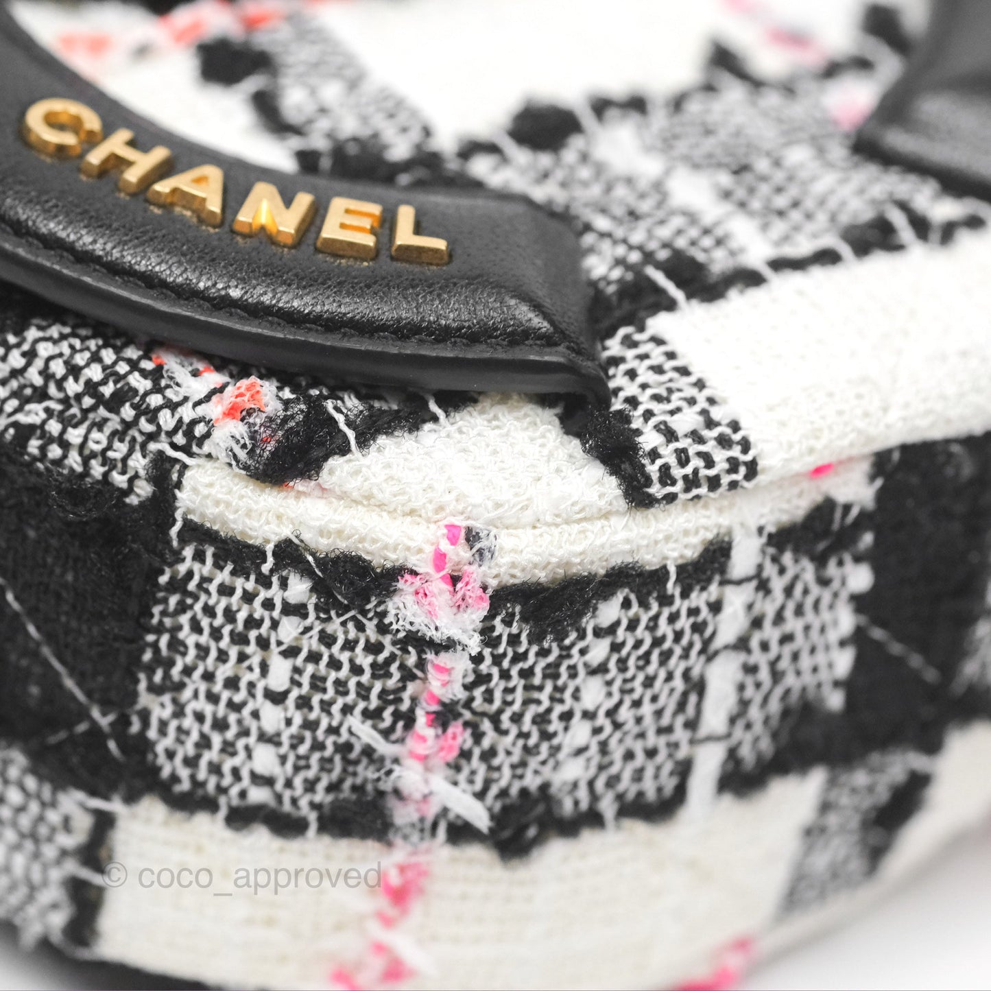 Chanel Coco Midnight Camera Case Black White Pink Tweed 20S