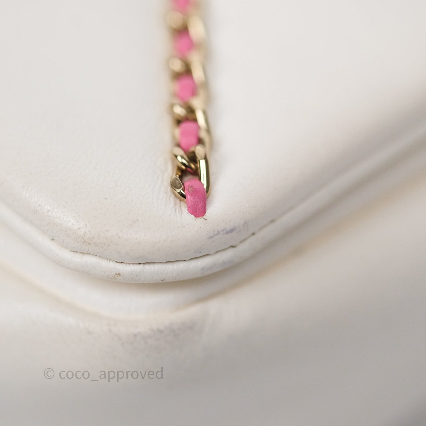 Chanel Small Entwined Chain Flap White Lambskin Gold Hardware