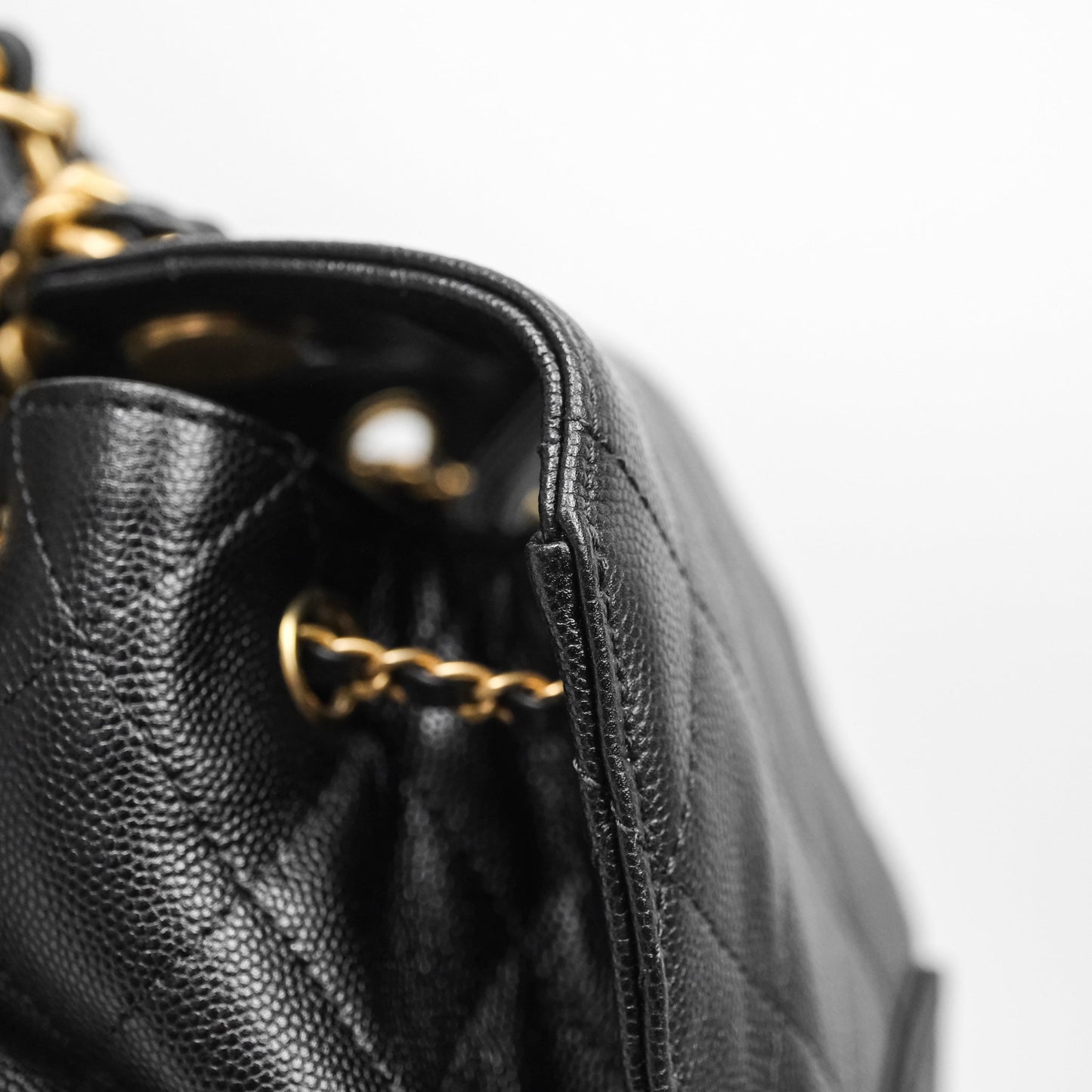 Chanel 25 Medium Black Caviar Aged Gold Hardware