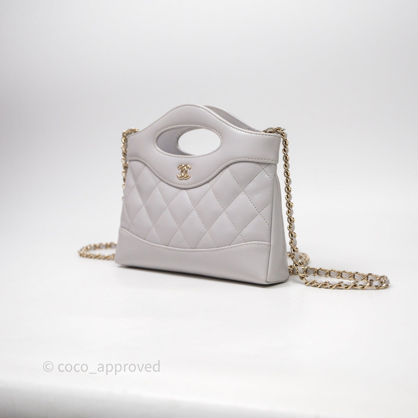 Chanel Nano 31 Grey Shiny Lambskin Gold Hardware