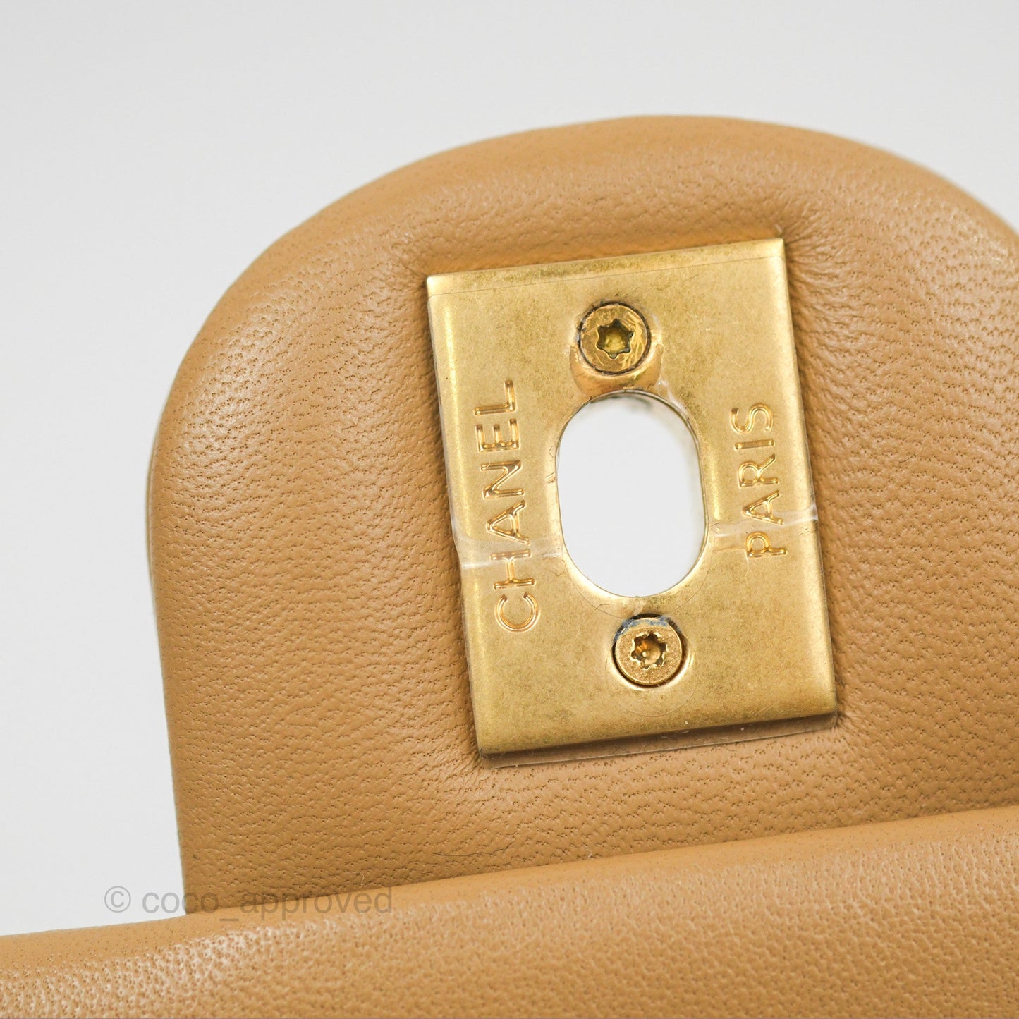 Chanel Mini Flap Bag With Heart CC Charm Dark Beige Lambskin Aged Gold Hardware