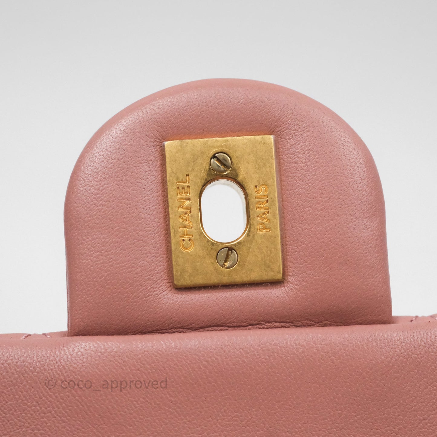 Chanel Mini Rectangular Pearl Crush Dusty Pink Lambskin Aged Gold Hardware