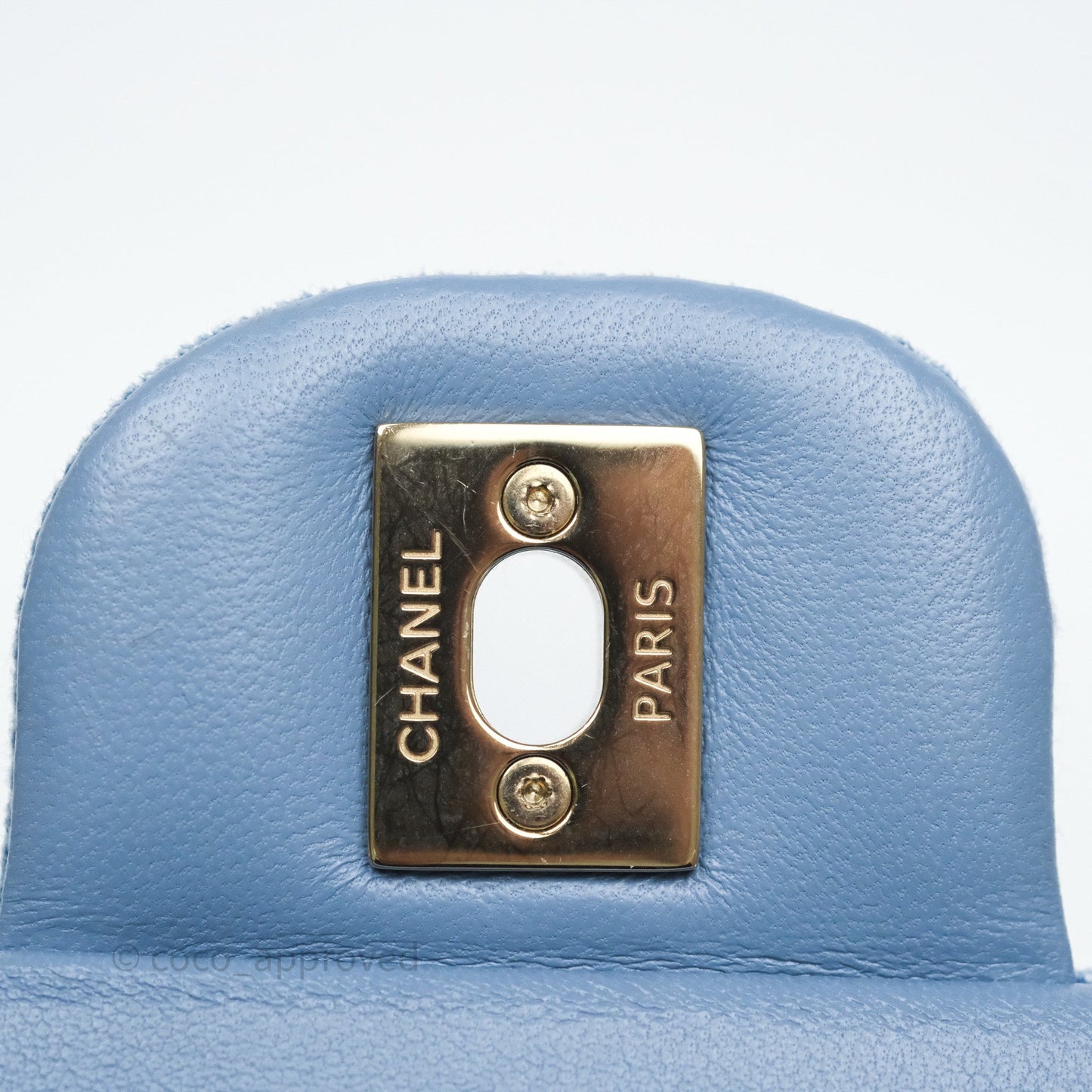 Chanel Small Double Flap Blue Printed Quilted Denim Gold Hardware