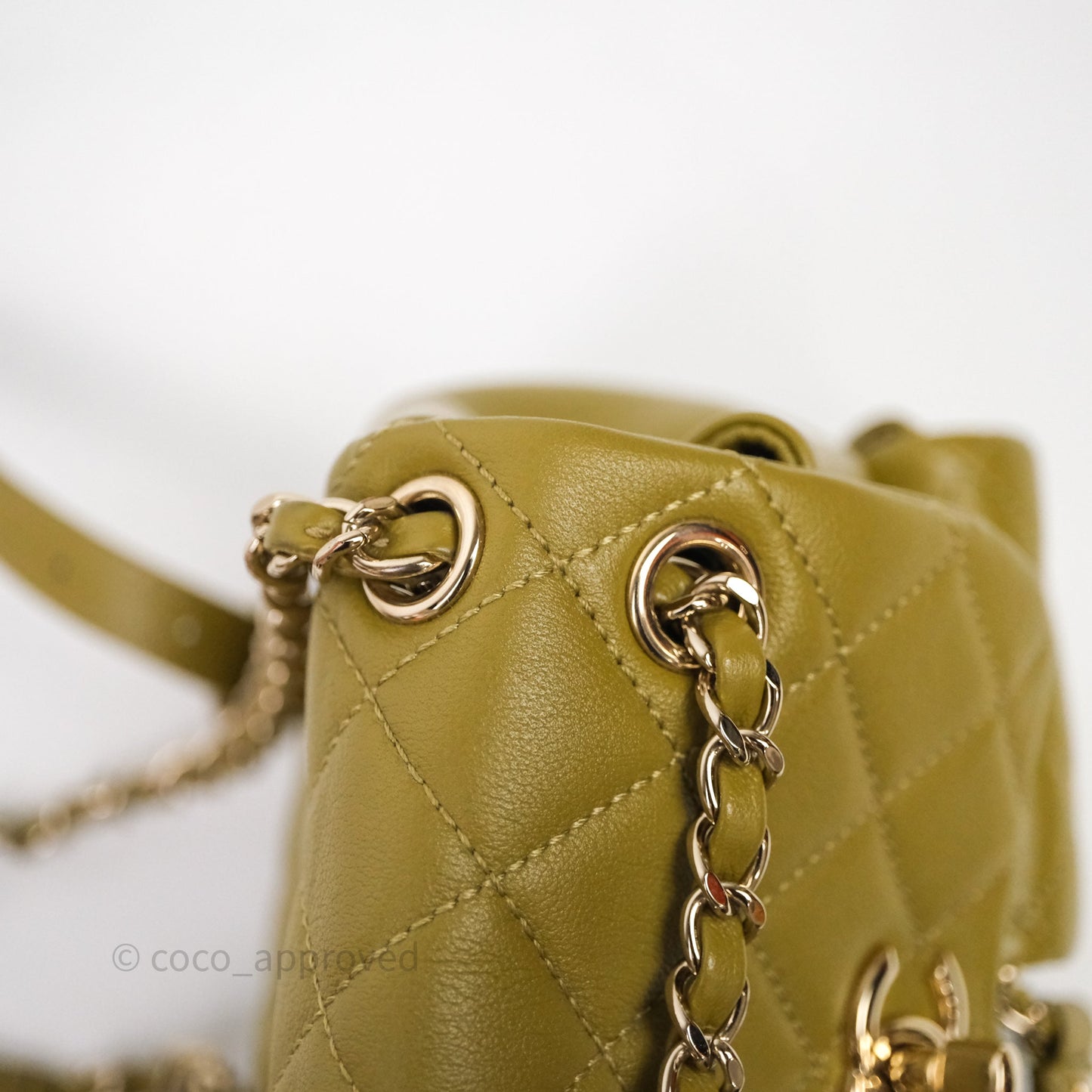 Chanel Mini Duma Backpack Olive Green Calfskin Gold Hardware
