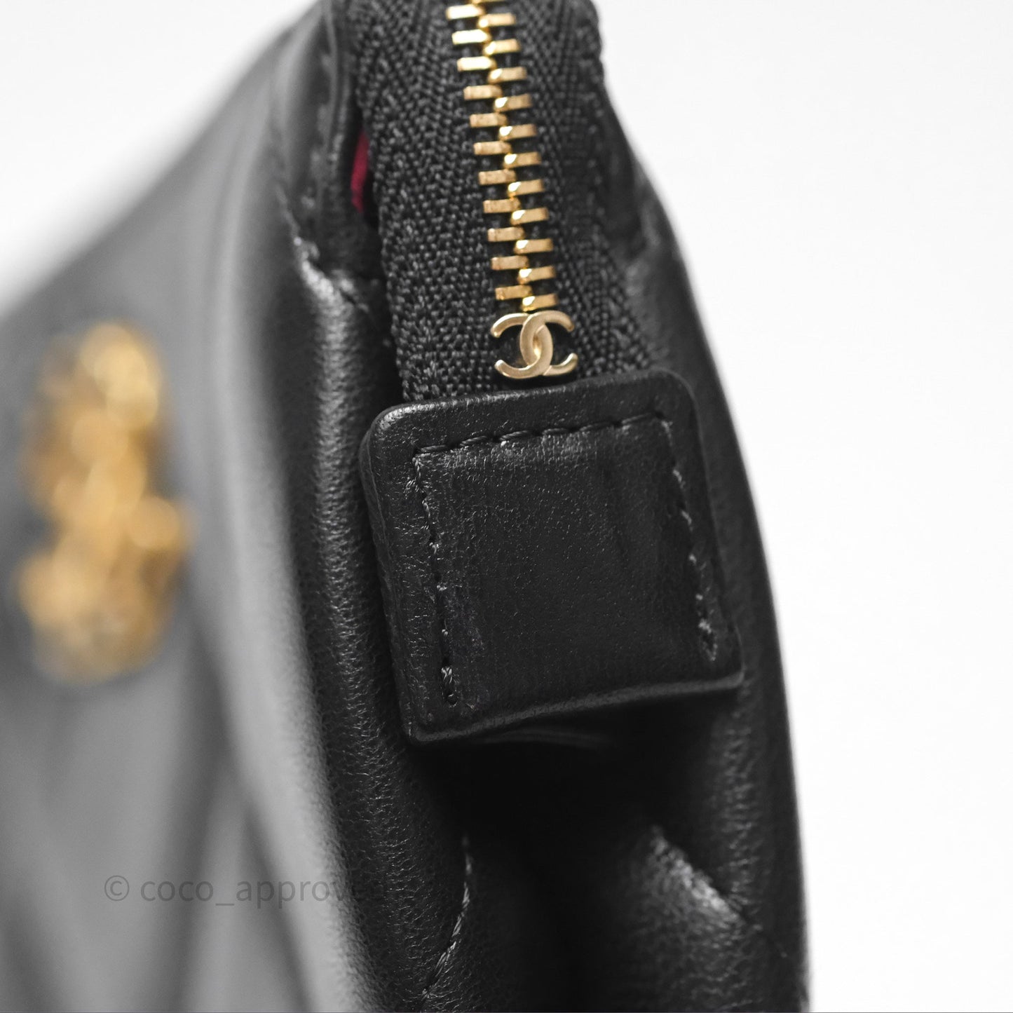 Chanel 19 Pouch Black Shiny Goatskin Mixed Hardware