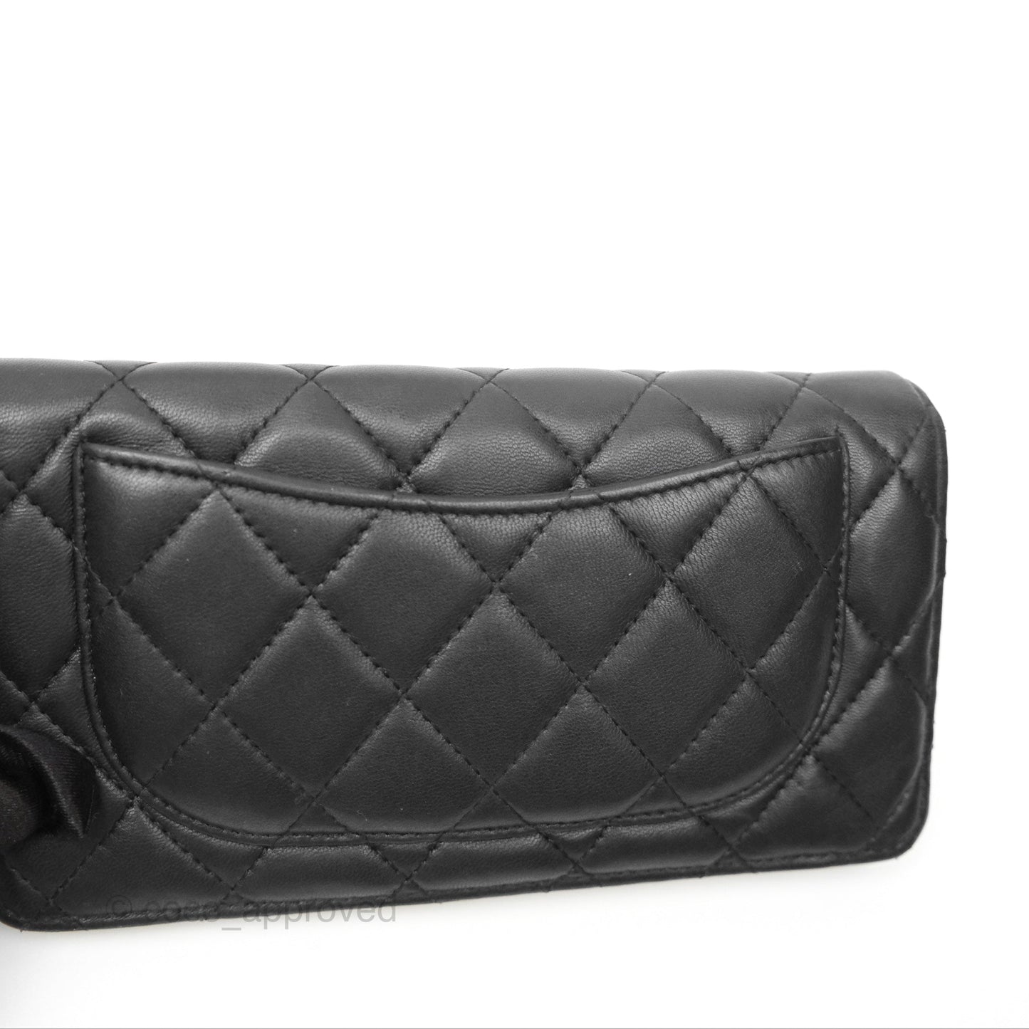 Chanel Classic Quilted Long Wallet Black Lambskin Silver Hardware