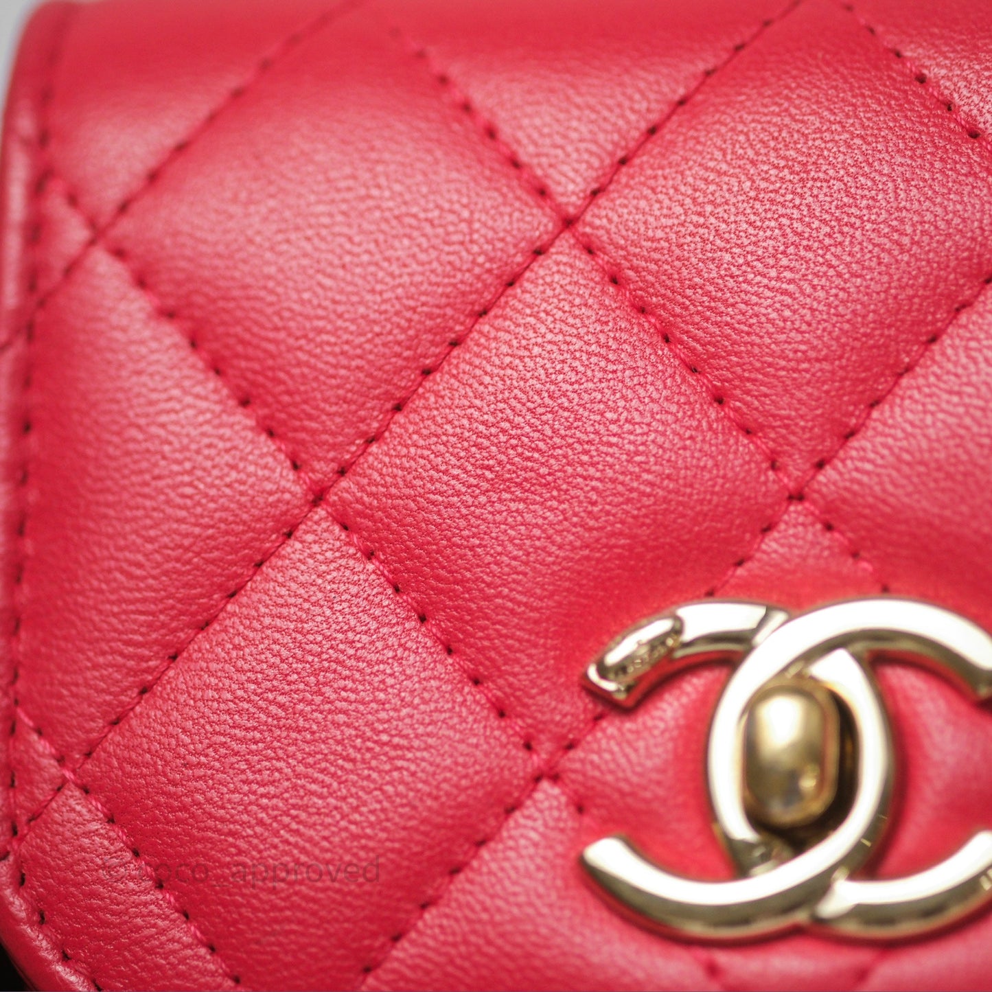 Chanel Mini Quilted Trendy CC Clutch With Chain Red Lambskin Gold Hardware