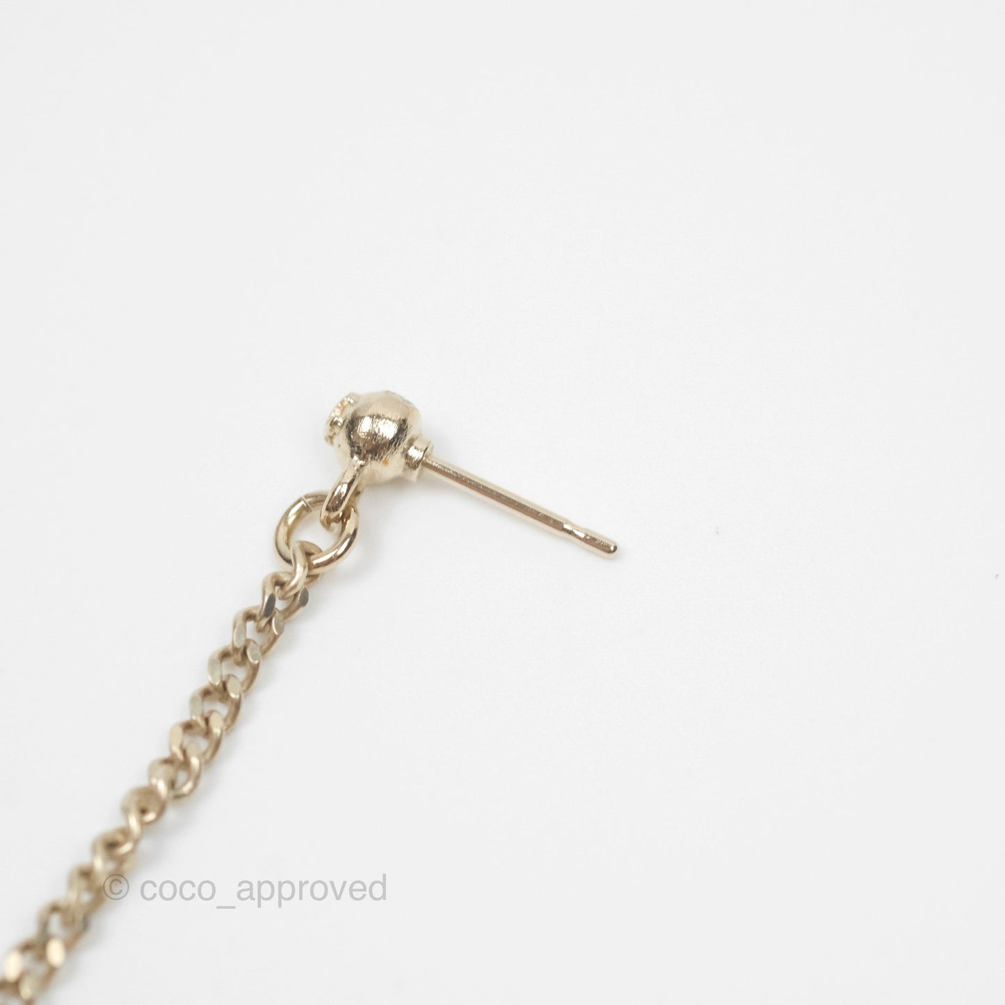 Chanel Crystal CC Long Drop Earrings Gold Tone 19A