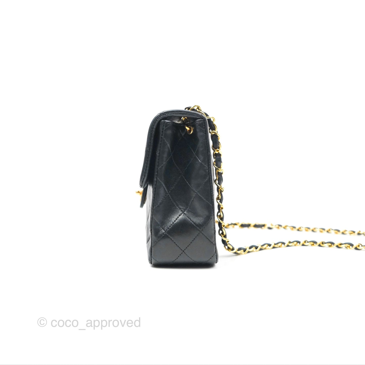 Chanel Vintage Square Flap Bag Black Lambskin 24K Gold Hardware