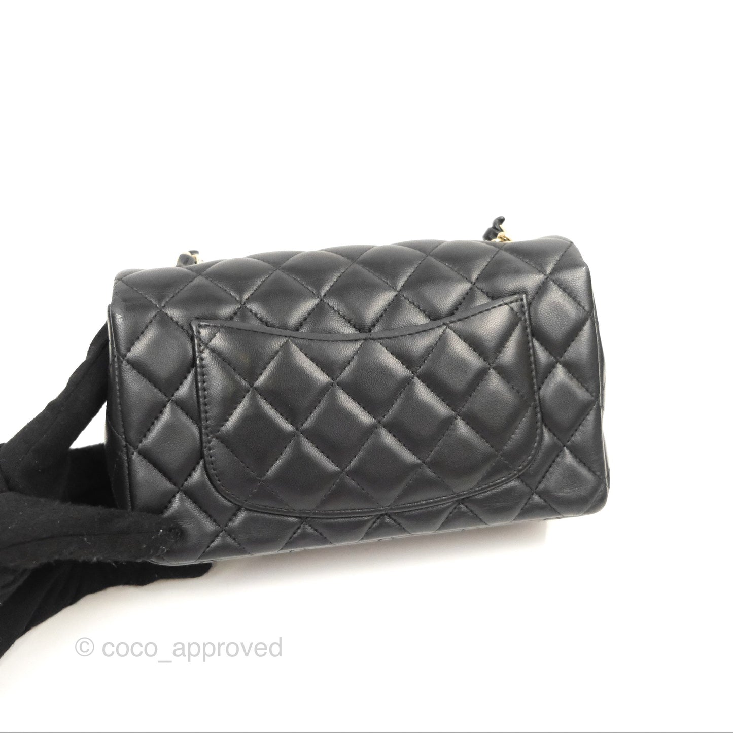 Chanel Quilted Mini Rectangular Flap Black Lambskin Gold Hardware