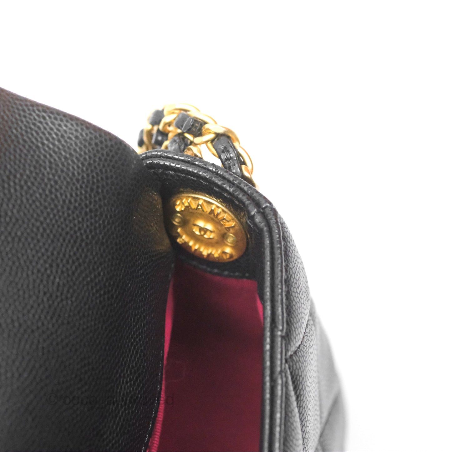 Chanel Mini Flap with Coin Charm Black Caviar Aged Gold Hardware 22A