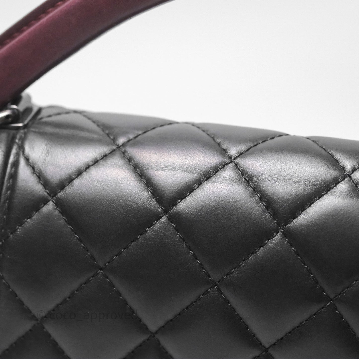 Chanel Quilted Large Prestige Top Handle Flap Calfskin Black Ruthenium Hardware