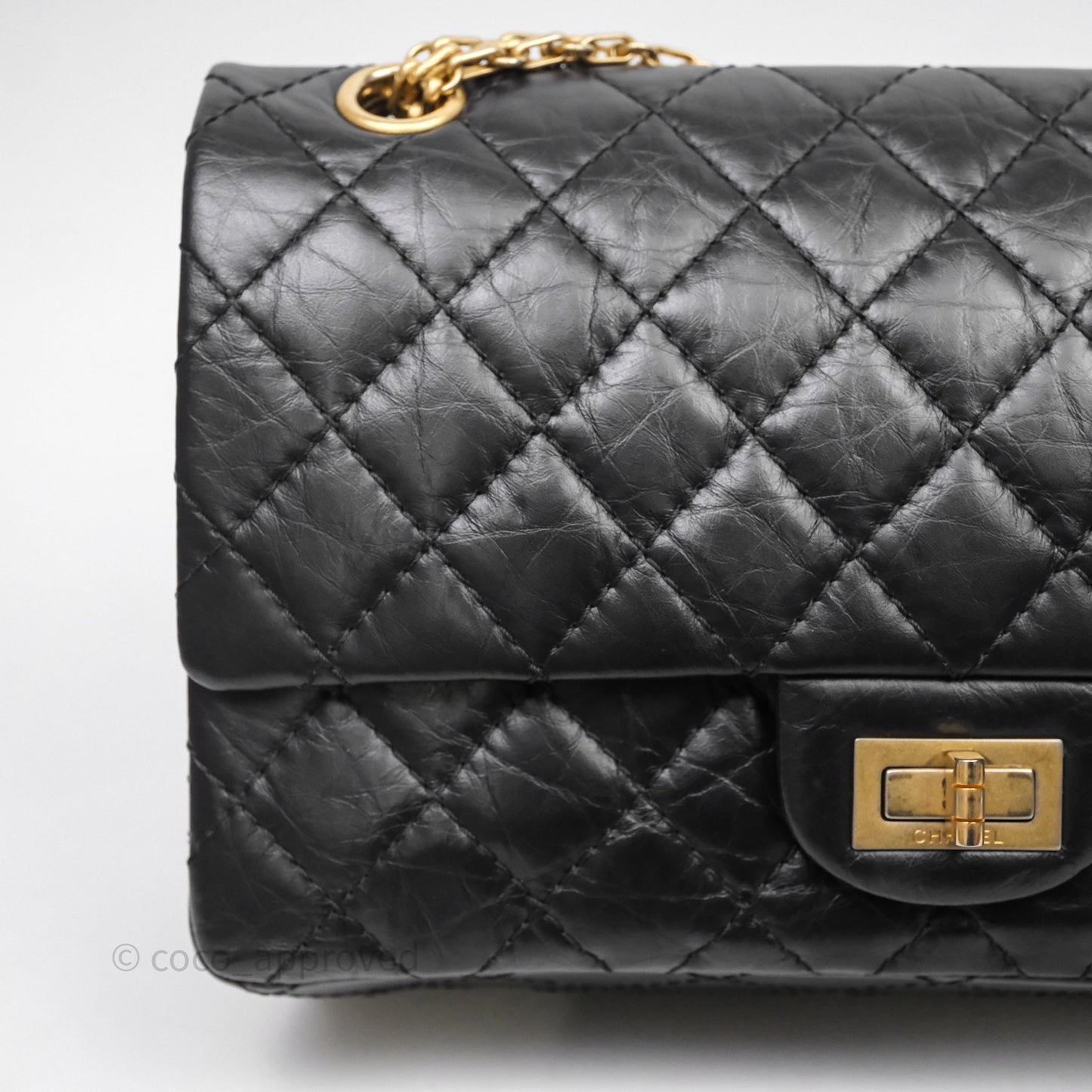 Chanel Reissue 225 Quilted Aged Calfskin Black Aged Gold Hardware
