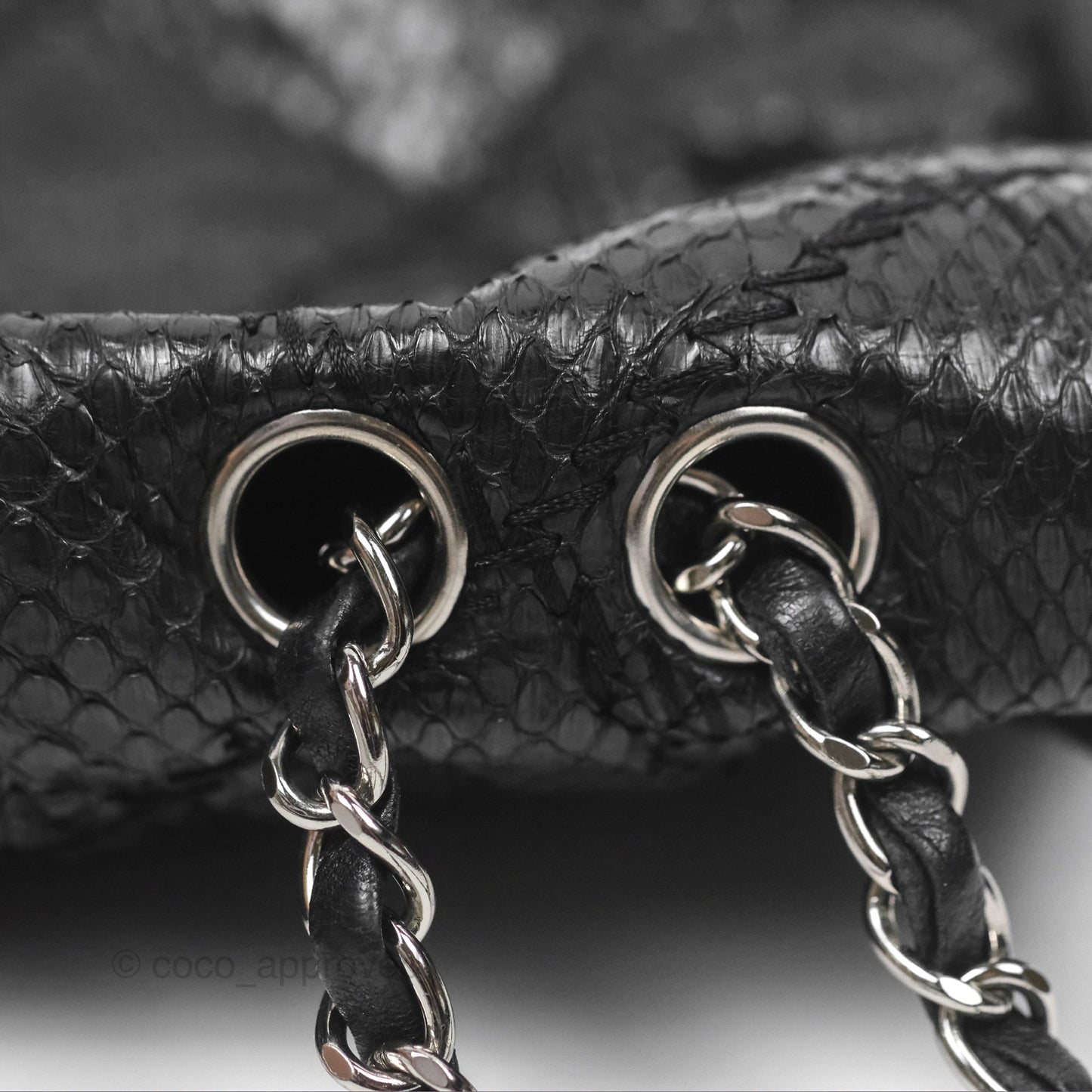 Chanel Quilted Ultimate Stitch Flap Bag Matte Python Black Silver Hardware