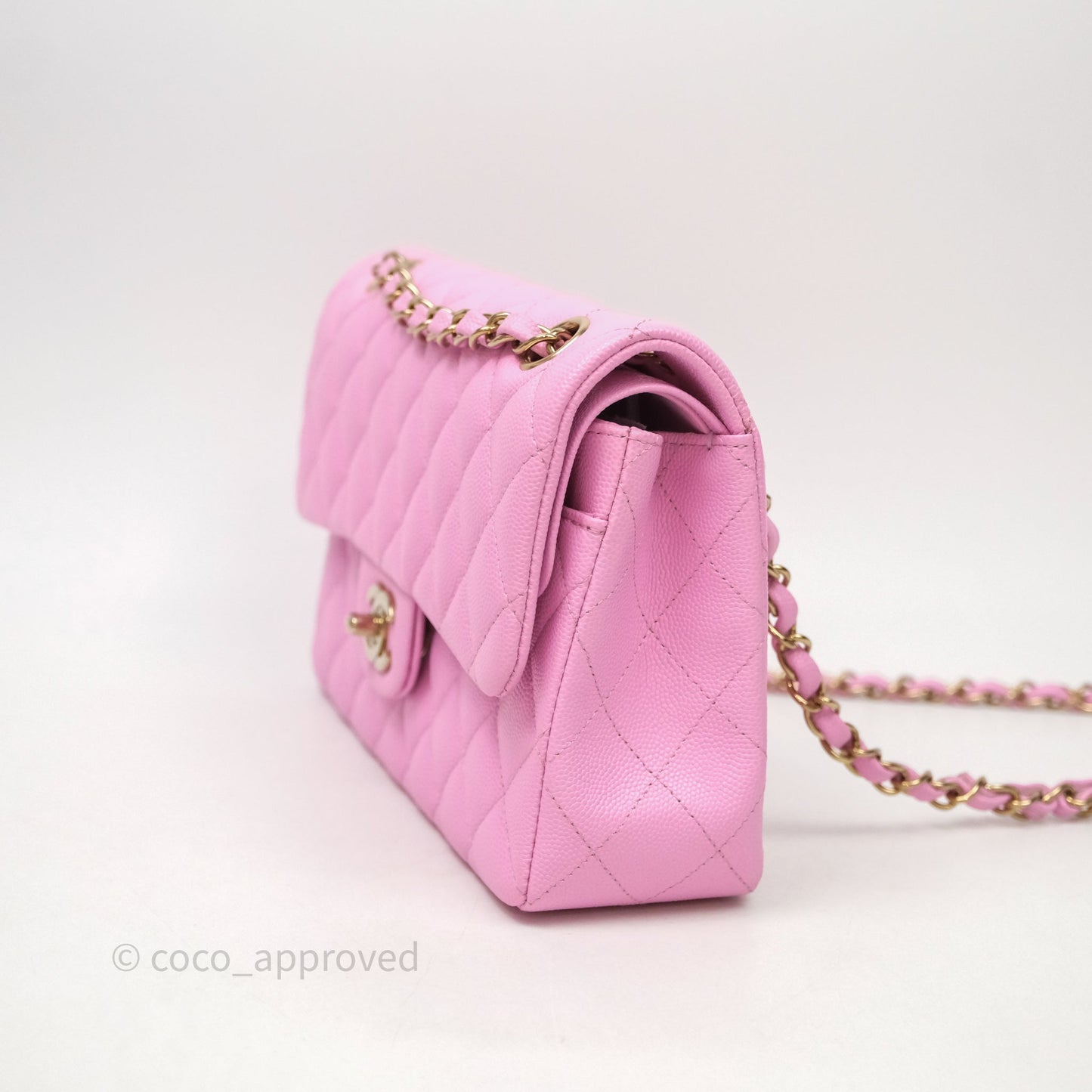Chanel Small Classic Flap Quilted Pink Caviar Gold Hardware