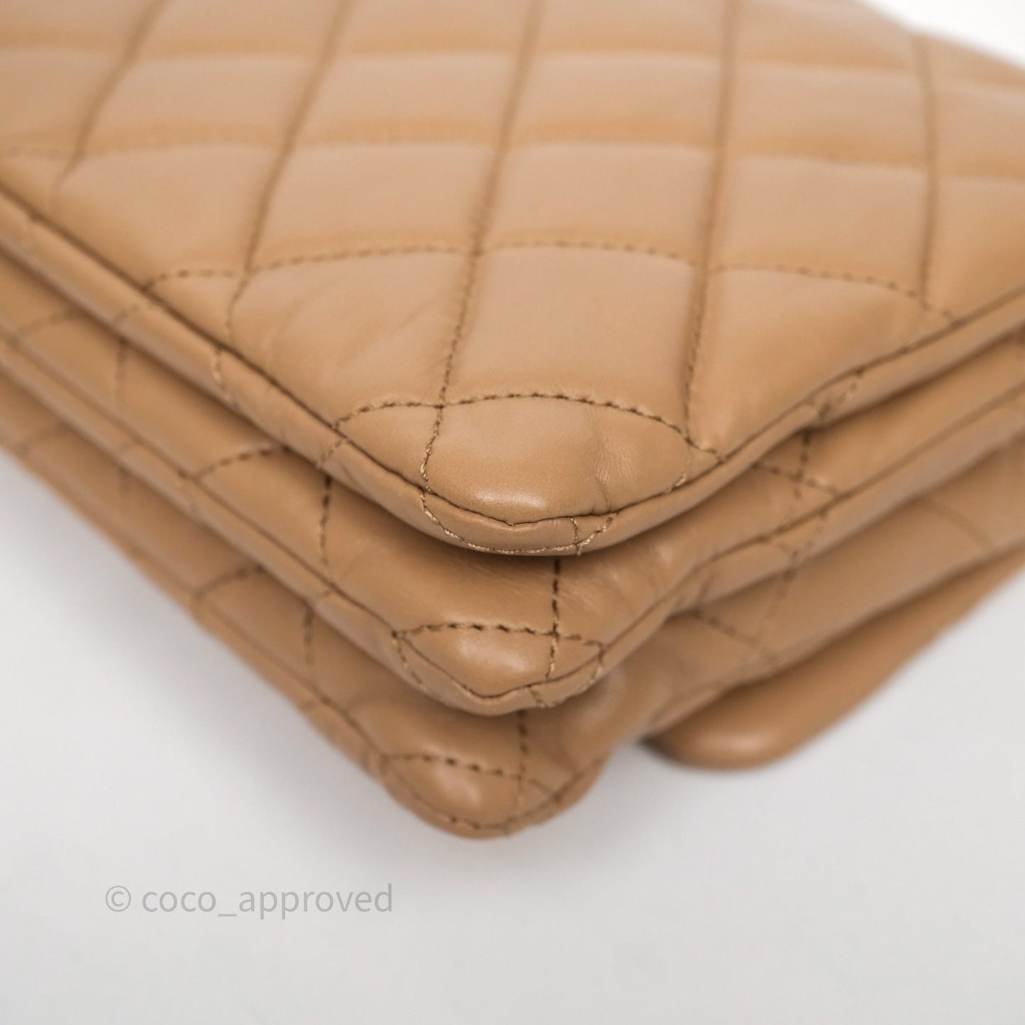 Chanel Medium All Slide Adjustable Chain Flap Bag Beige Lambskin Aged Gold Hardware