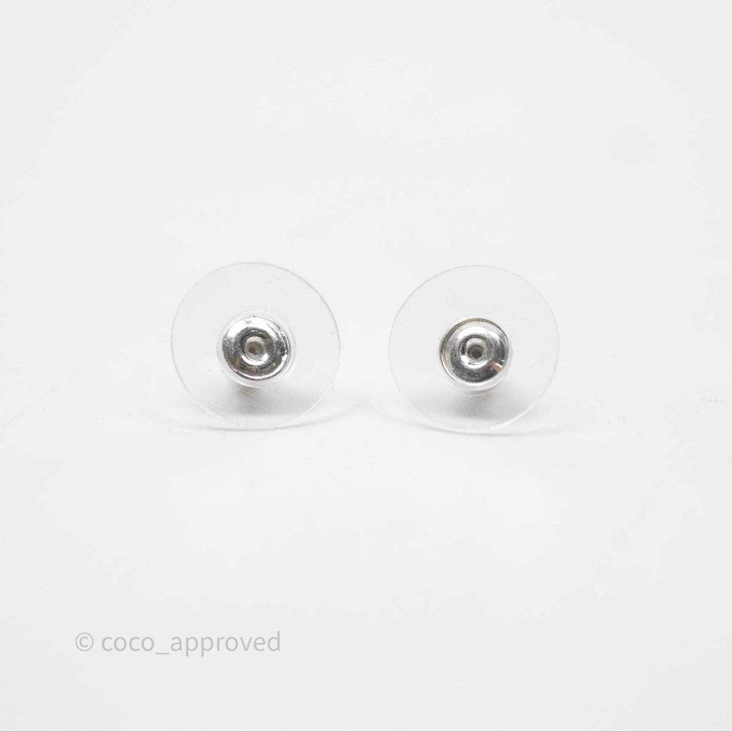 Chanel Crystal Pearl CC Earrings Silver Tone 25C