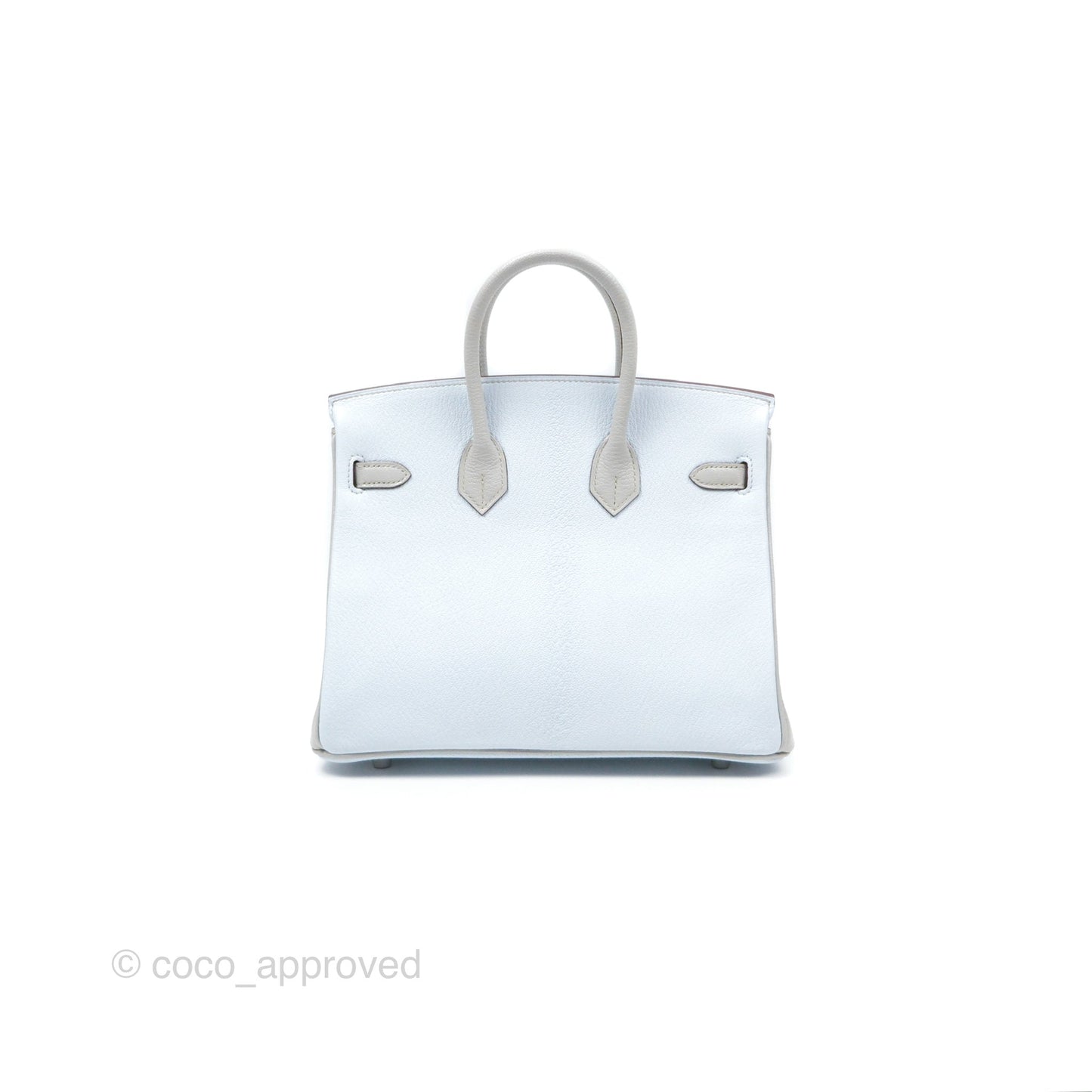 Hermès Birkin 25 Retourne HSS Blue Brume T0/ Gris Perle 80 Chevre Mysore Palladium Hardware