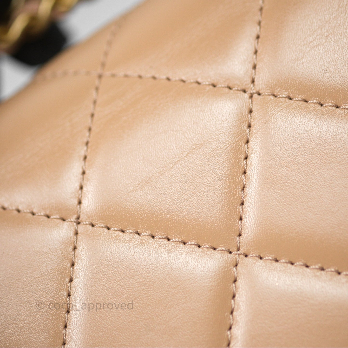 Chanel Quilted Mini Perfect Fit Adjustable Beige Calfskin Gold Hardware