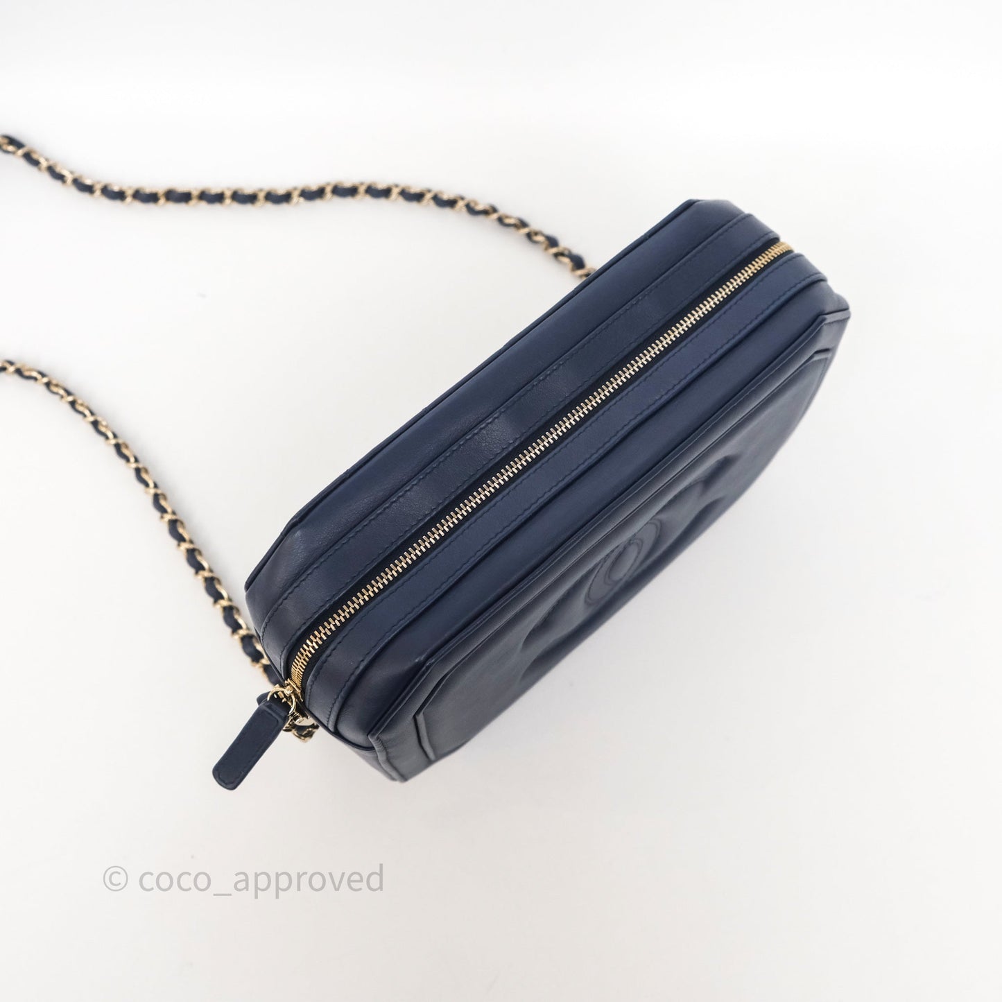 Chanel CC Octagon Camera Case Lambskin Navy Gold Hardware