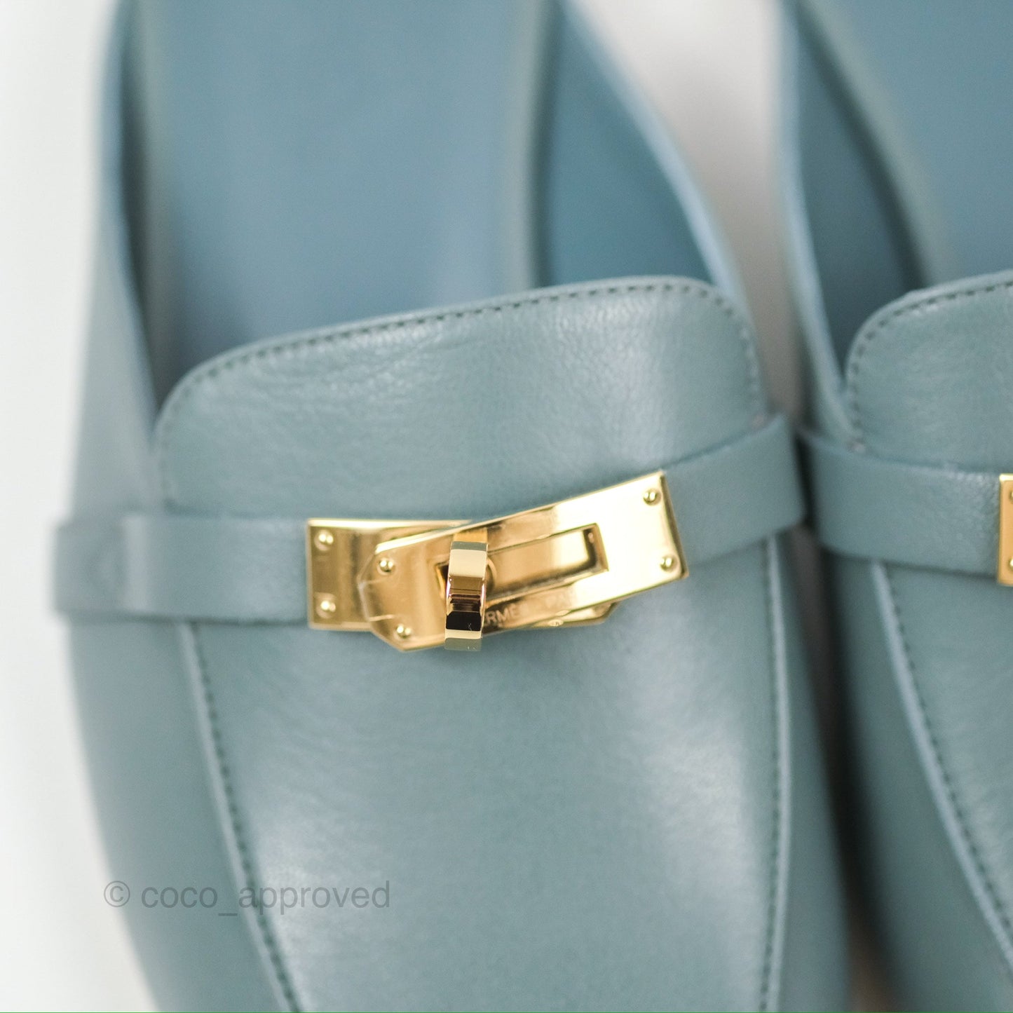 Hermès Oz Mules Bleu Pinede Calfskin Gold Hardware Size 37.5