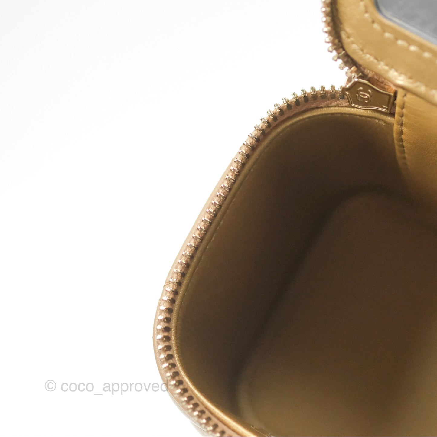 Chanel Mini Vanity With Chain Adjustable Pearl Crush Dark Beige Lambskin Aged Gold Hardware