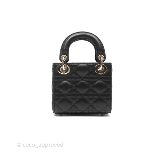 Christian Dior Micro Lady Dior Cannage Black Lambskin Gold Hardware