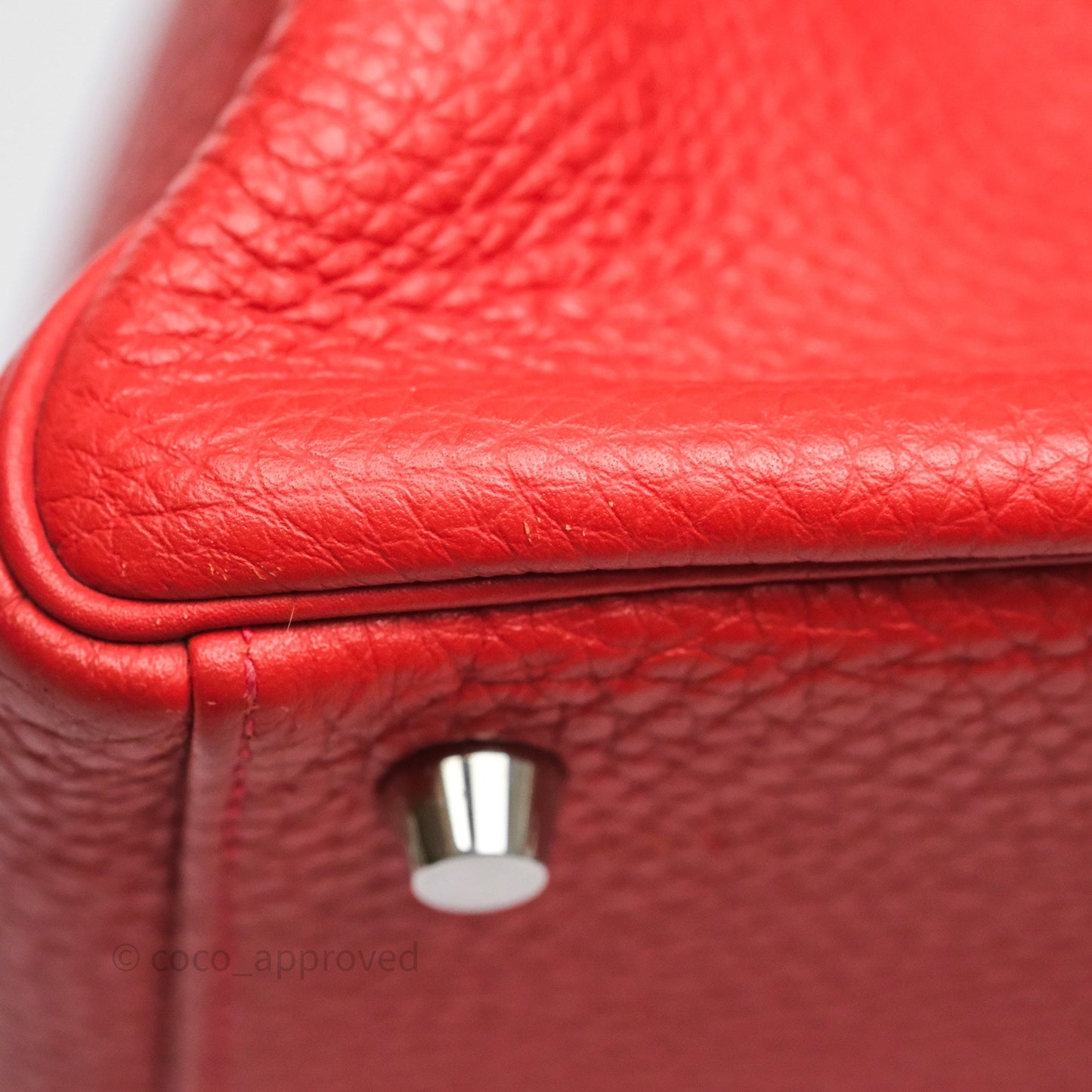 Hermès Kelly 35 Retourne Red Togo Palladium Hardware