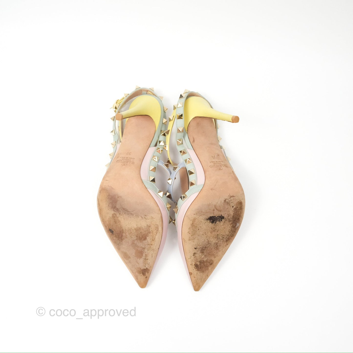 Valentino Garavani Rockstud Leather Slingback Pumps in Watercolor Size 39