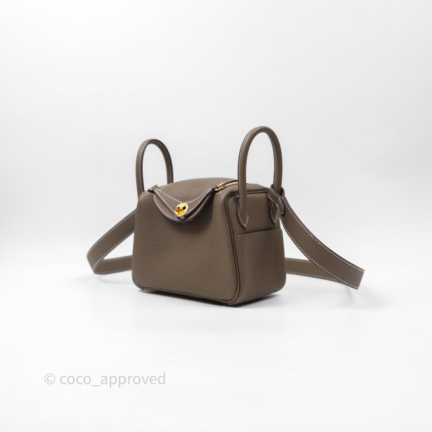 Hermès Mini Lindy 20 Etoupe 18 Clemence Gold Hardware
