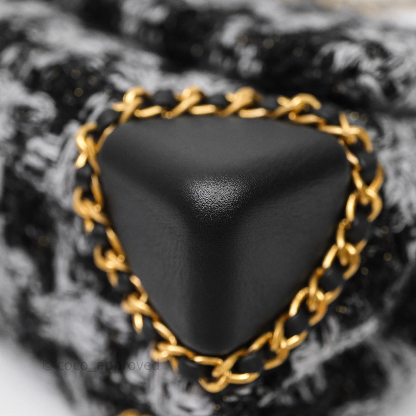 Chanel Mini Flag Bag Black & Grey Tweed Aged Gold Hardware