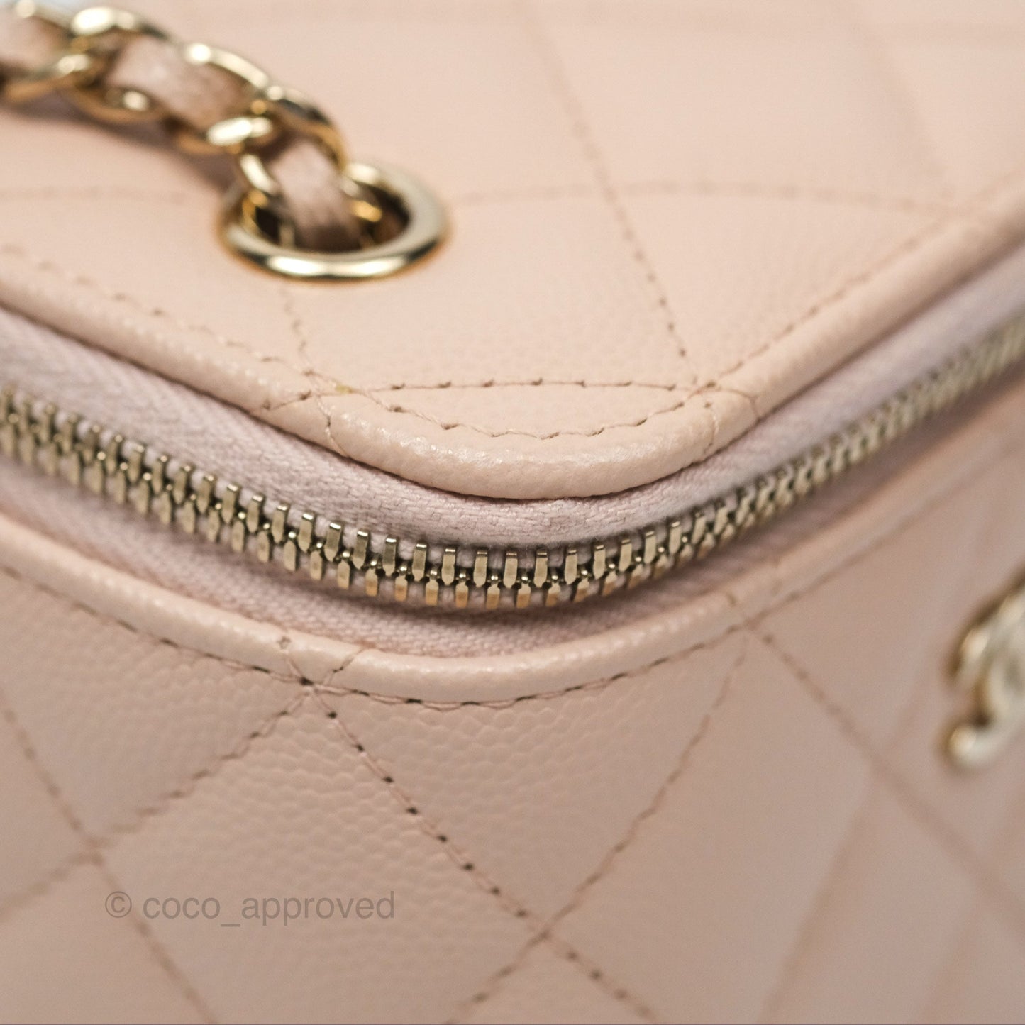 Chanel Mini Vanity With Chain Beige Pink Caviar Gold Hardware