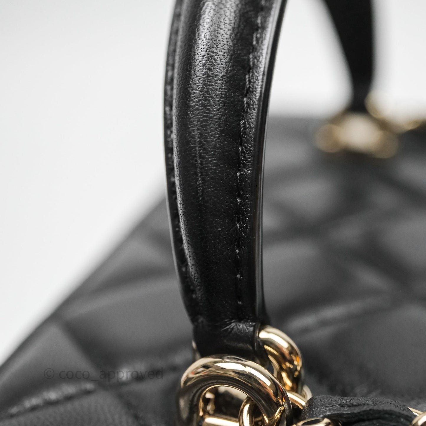 Chanel Vanity Rectangular Top Handle Black Lambskin Light Gold Hardware