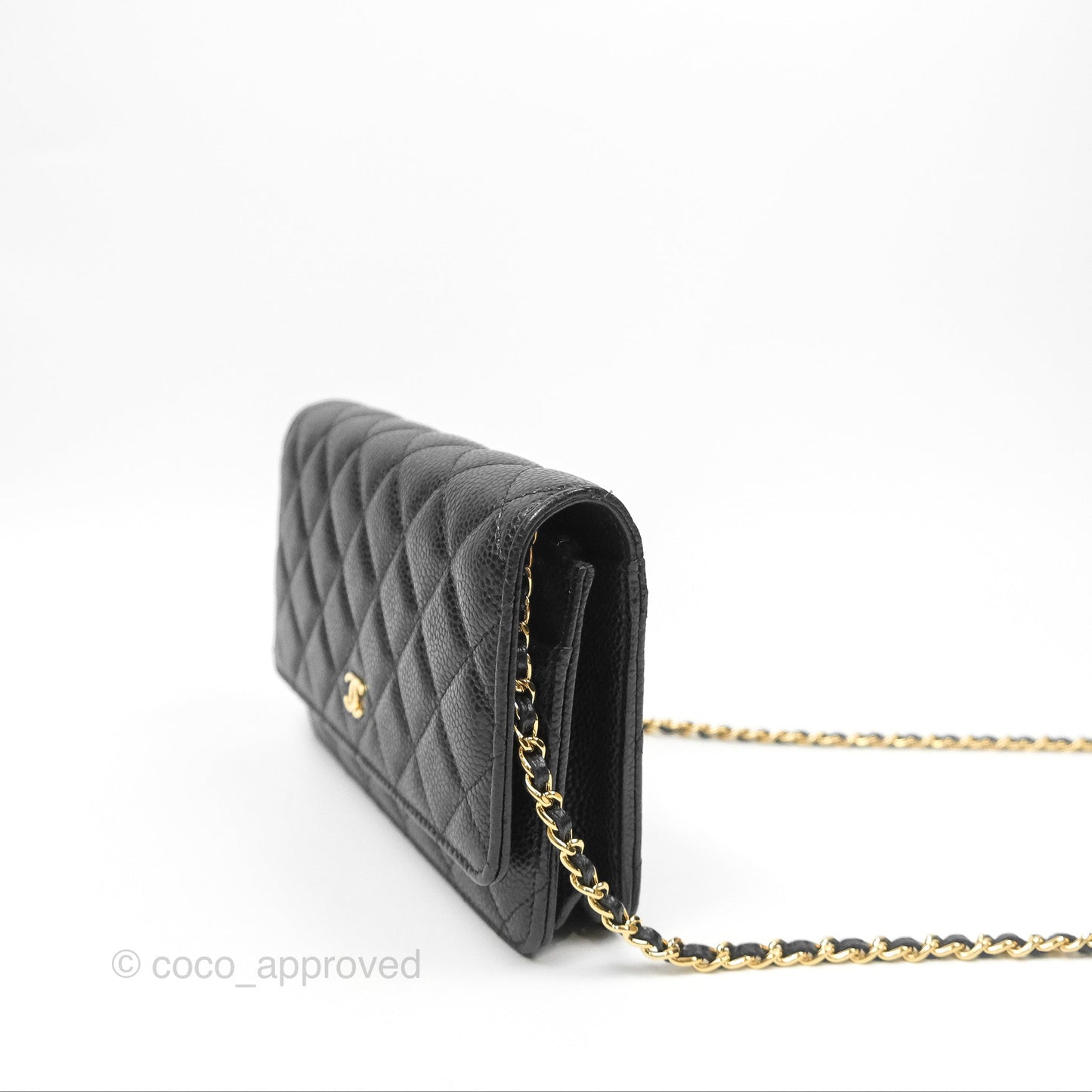 Chanel Classic Wallet On Chain WOC Quilted Black Caviar Gold Hardware