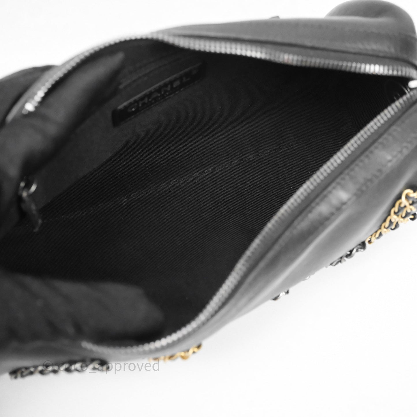Chanel Logo Bowling Bag Black Calfskin Mixed Hardware