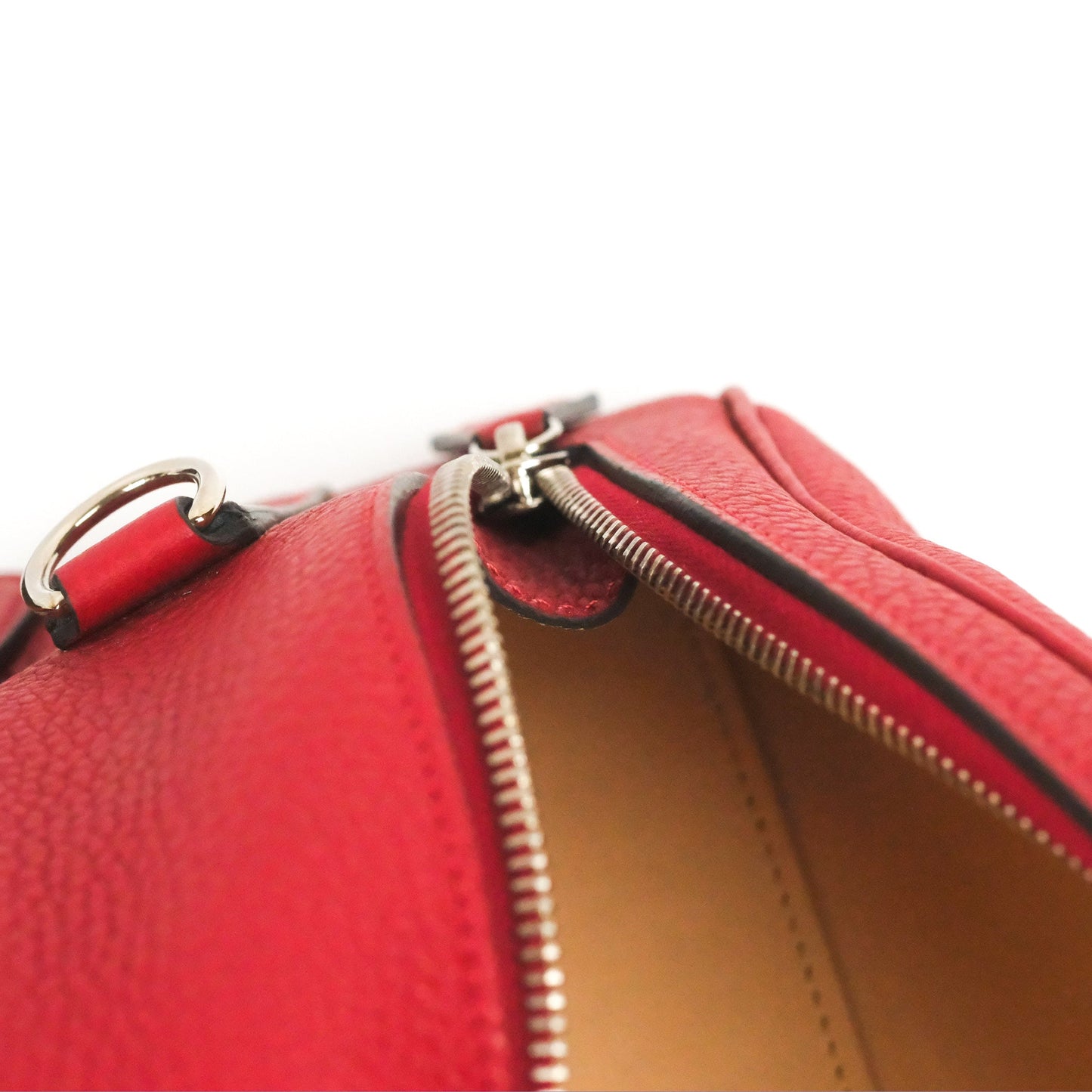 Moynat Swing Bag Red Grained Leather Silver Hardware