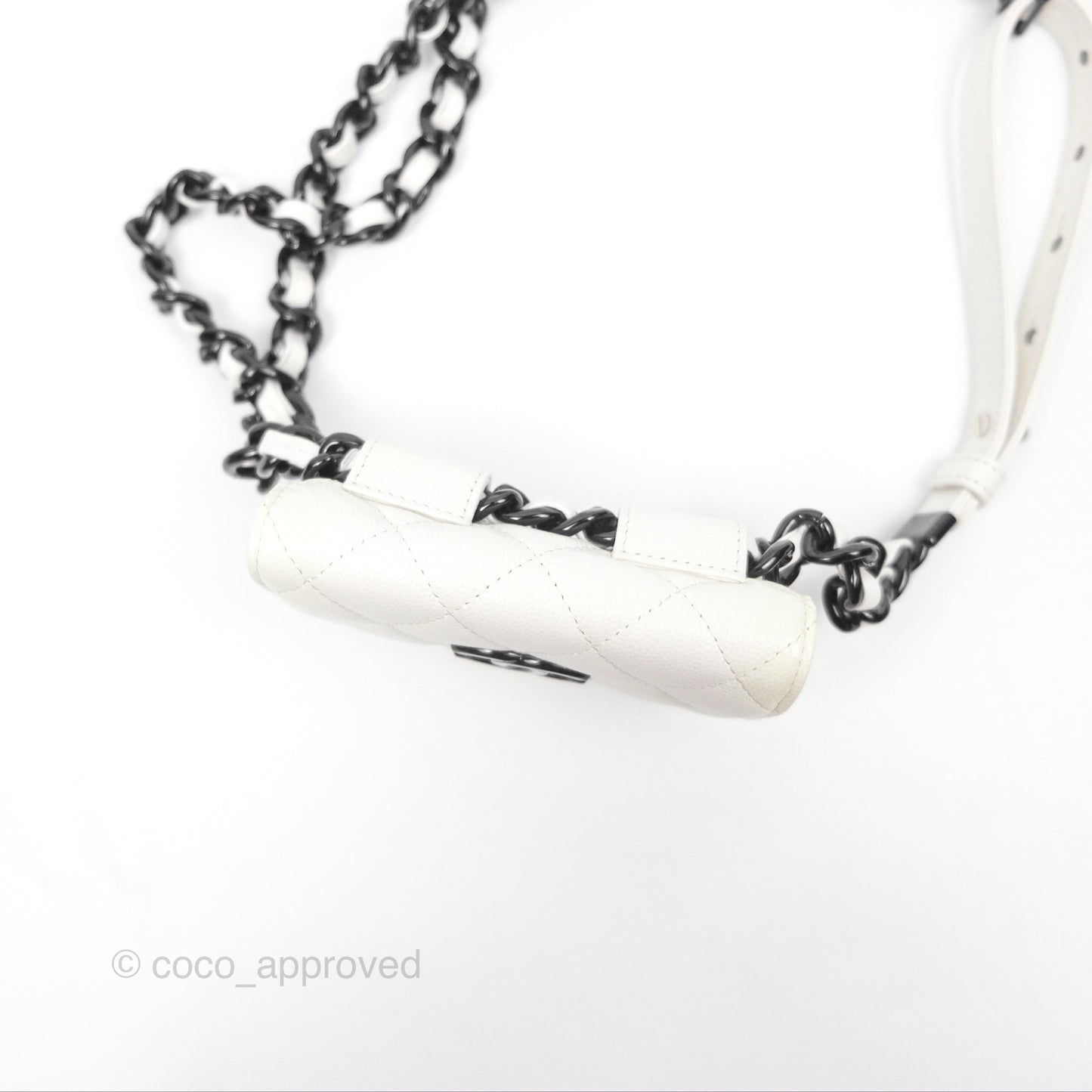 Chanel My Everything Belt Flap Card Holder White Caviar Incognito Hardware